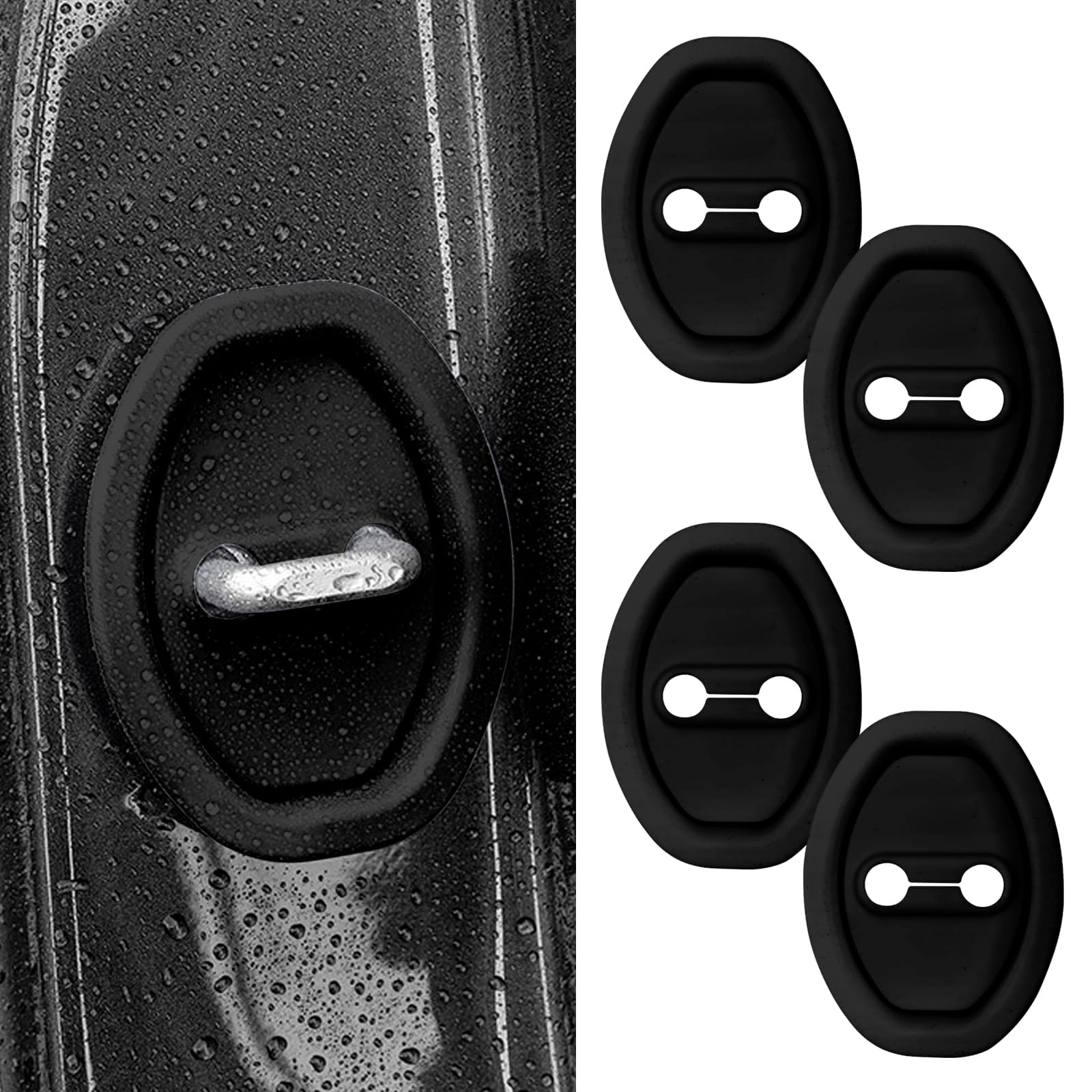 Qizun Black 4Pcs Silicone Car Door Lock Cover For Vw Arteon 1St Gen Hatchback (2017-), Latch Protection Cover,Foldable Shock-Absorbing Noise-Reducing Rust-Proof,