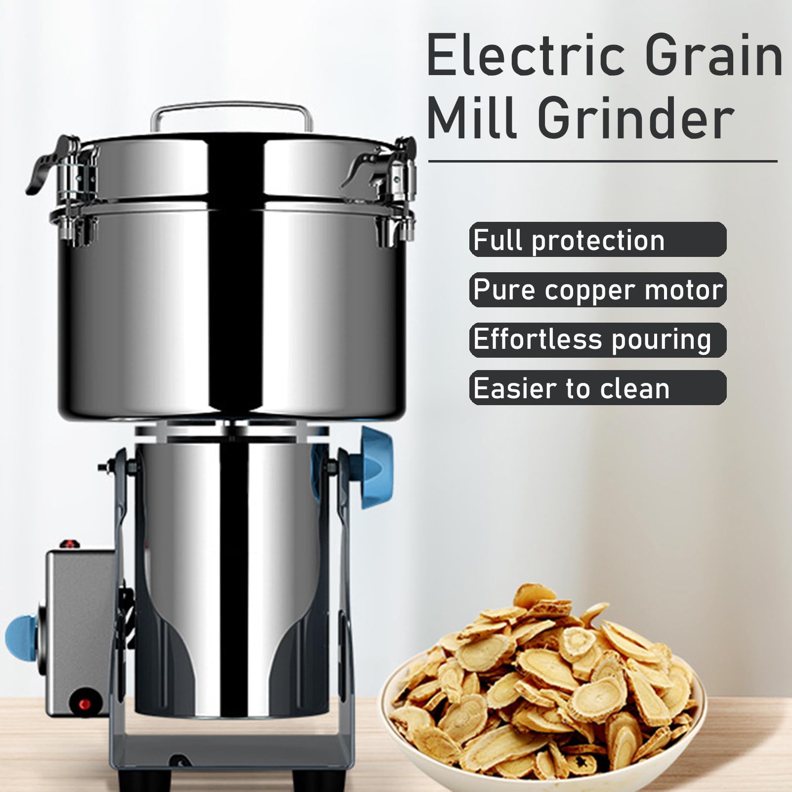 Moulin électrique en Acier Inoxydable pour moudre Herbes, épices, Noix, céréales et café - Performance Rapide et Efficace