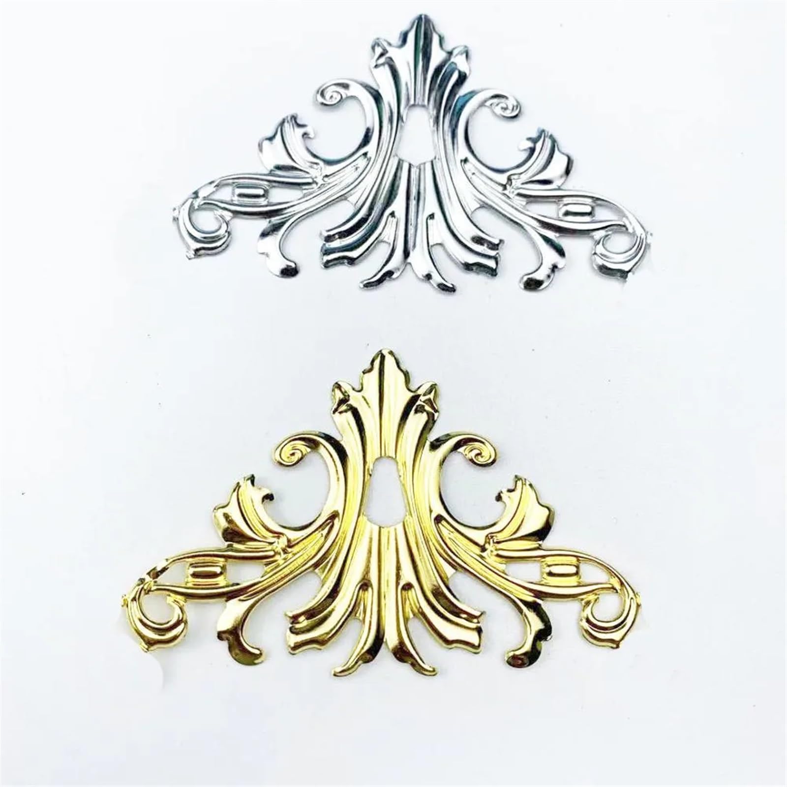 Ochraniacz narożników, Ochraniacz narożników książ 10 szt. 45x78mm metalowe filigranowe kwiaty plasterki zawieszki baza do biżuterii DIY komponenty znaleziska(Rhodium 10pcs)
