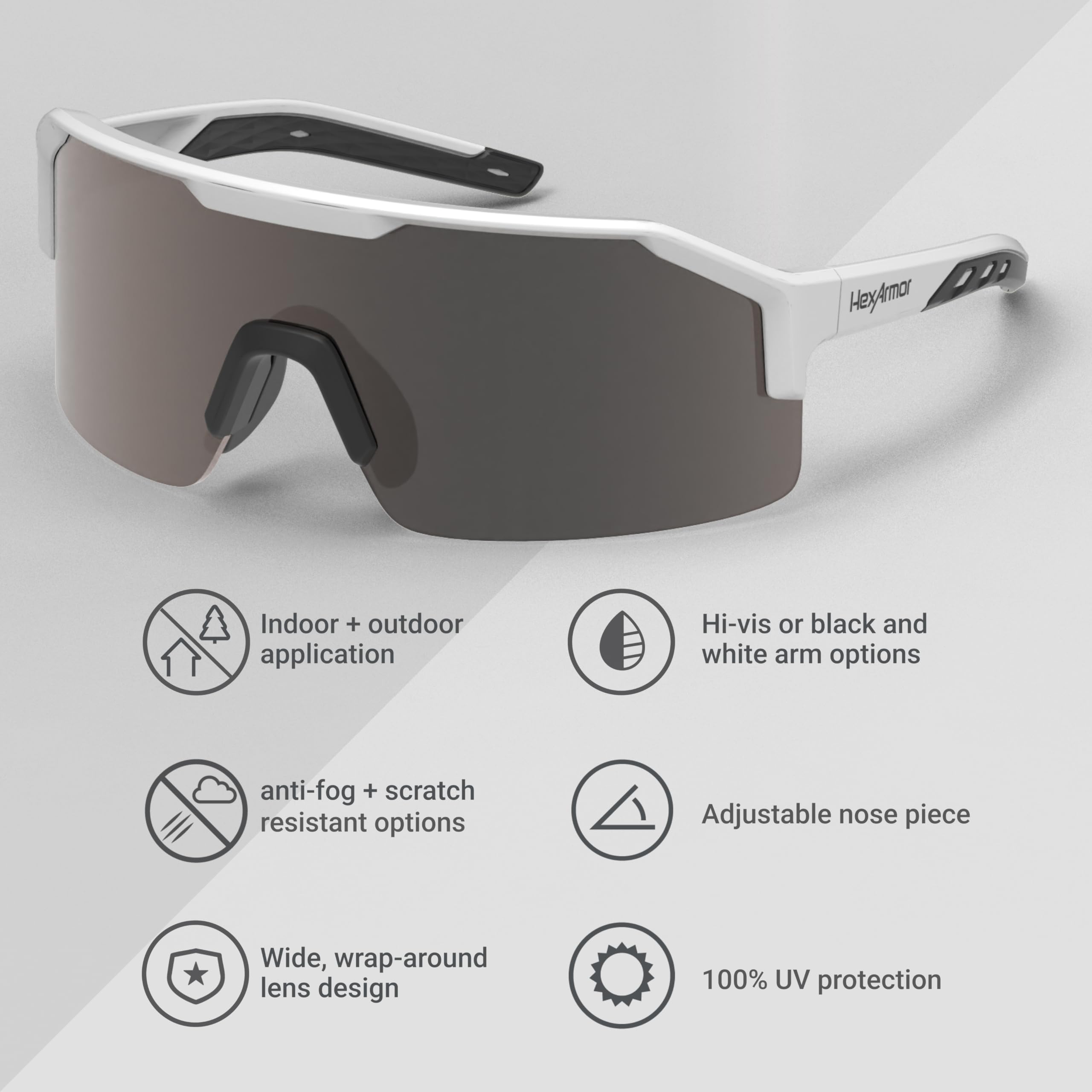 HexArmor Shockwave - Gafas de trabajo de seguridad | ANSI Z87+, UV, antivaho, polarizadas