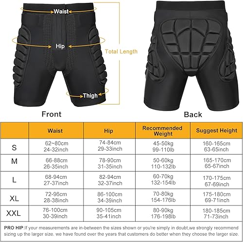 Miniatura 6 de Pantalones cortos acolchados protectores, protección 3D de cadera a tope de EVA, protector de equipo protector para esquí, snowboard, patinaje, 5