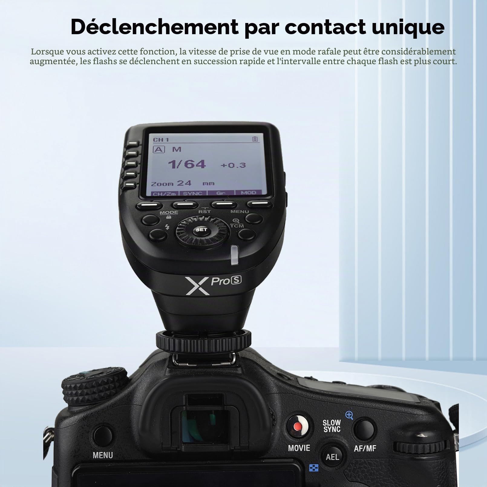 Godox XPro-S Déclencheur de Flash Transmetteur 2.4G sans Fil TTL HSS 1/8000s 32 Canaux 16 Groupes Support Flash Automatique pour Sony Caméras