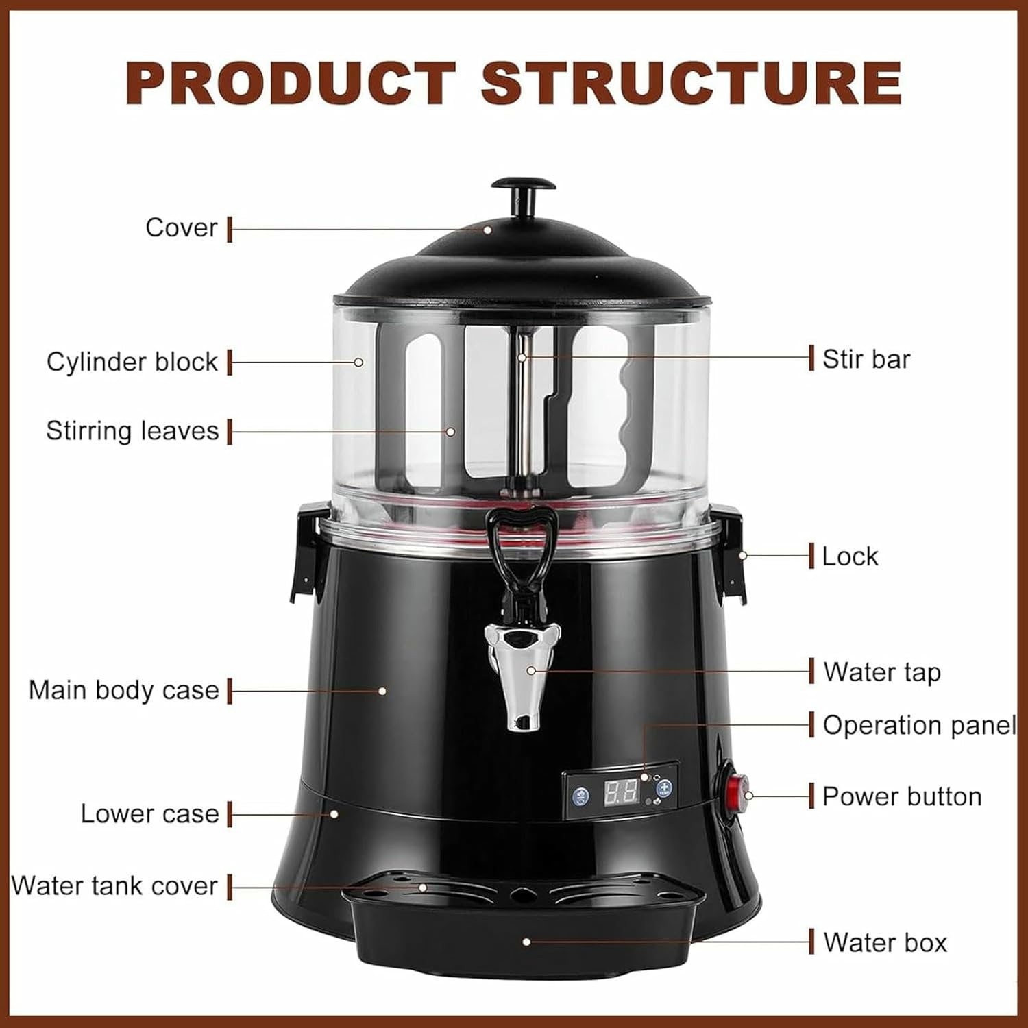 Hot Chocolate Maker Machine with Dispenser, Chocolate Fountain Machine Chocolate Melter Machine Commercial Electric Hot Beverage Warmer