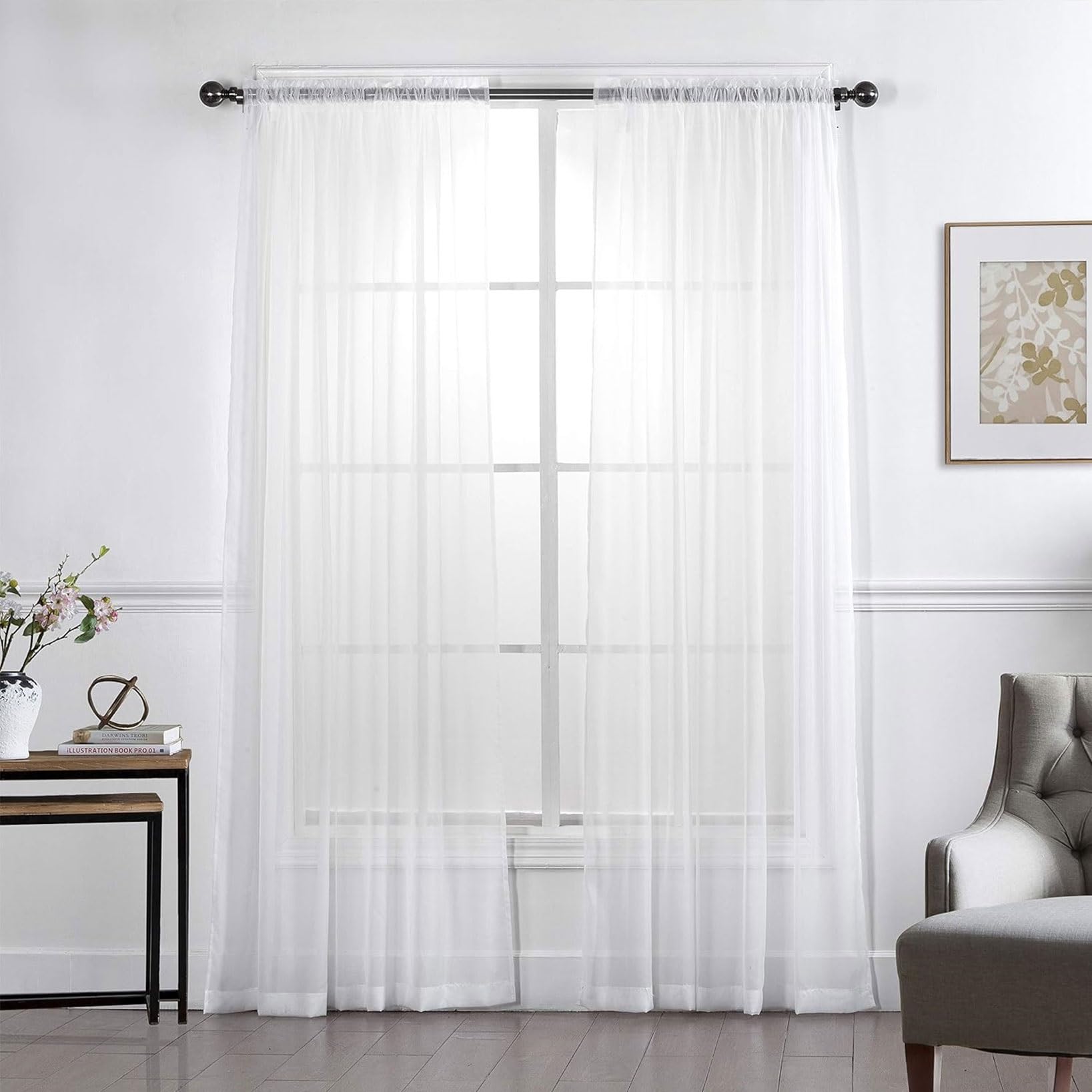 Nowoczesne przezroczyste zasłony 50 x 155 cm z kieszenią na pręt, eleganckie białe firanki okienne z woalu do salonu, sypialni, pokoju dziecięcego, stylowa dekoracja domu, miękkie filtrowanie światła