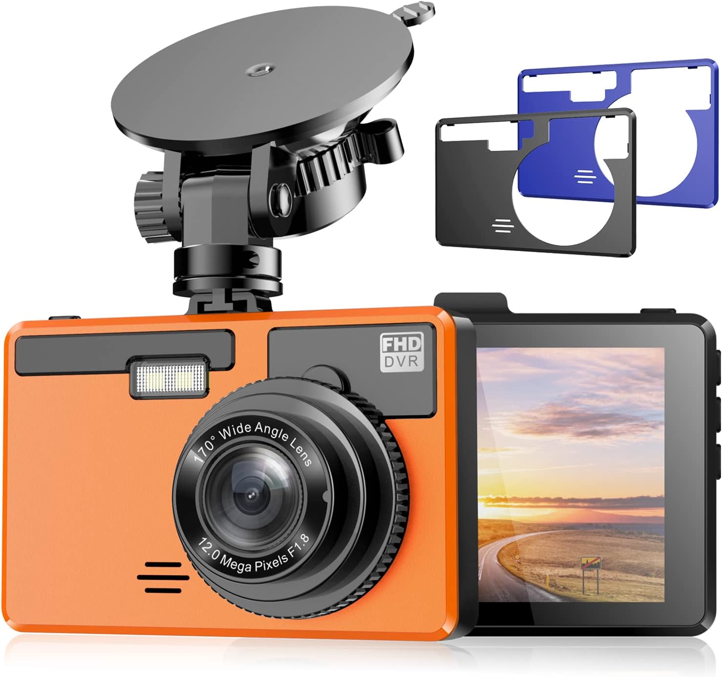 1080P Full HD Dash Cam with 3 Colorful Covers, Car Dashboard Camera, 170°Wide Angle Night Vision Dashcam Video Recorder for Cars, Car DVR with WDR/G-Sensor/Motion Detection/Parking Mode