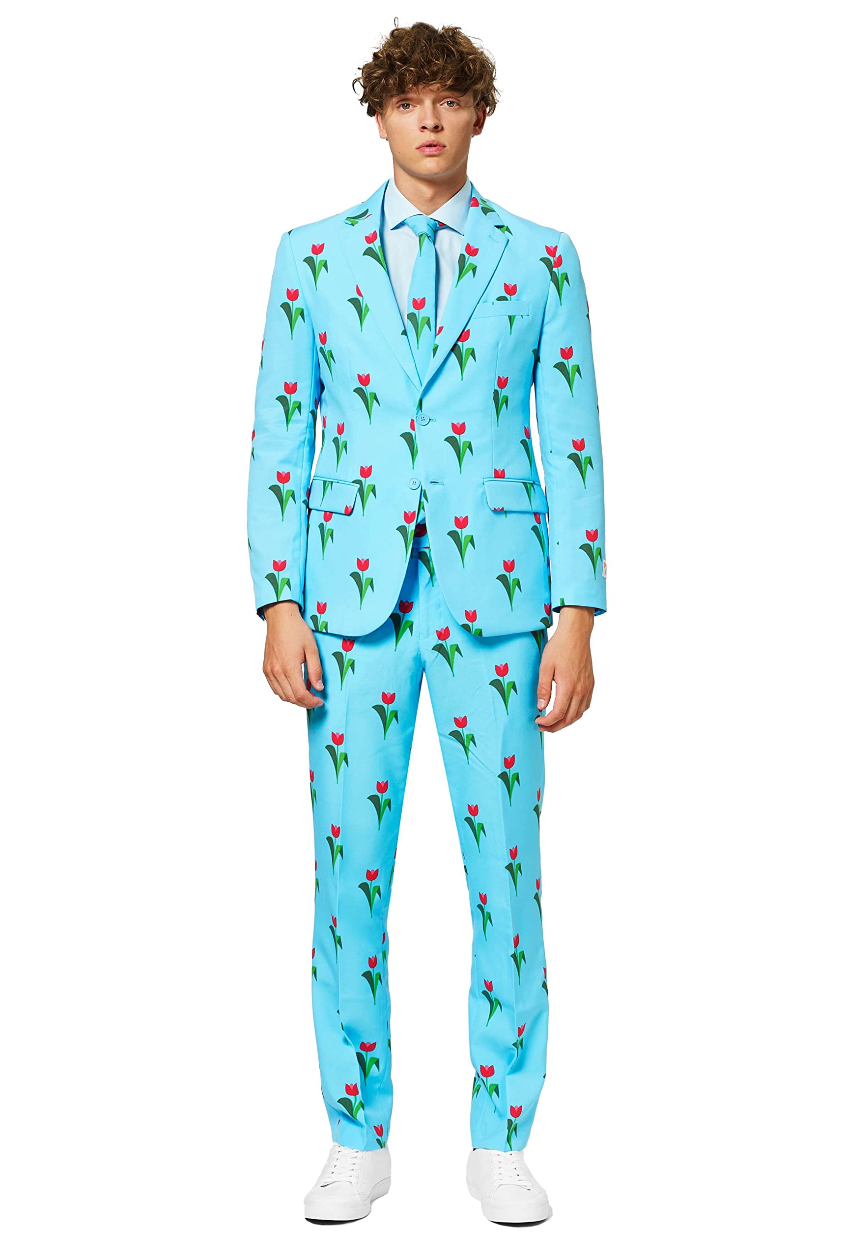 OppoSuits Funny Prom Suits for Men – Tulips from Amsterdam – Comes with Jacket, Pants and Tie in Funny Designs
