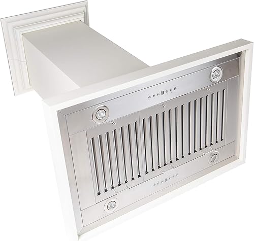 Miniatura 2 de ZLINE - Campana extractora de madera para isla de 30 pulgadas, color blanco, incluye motor