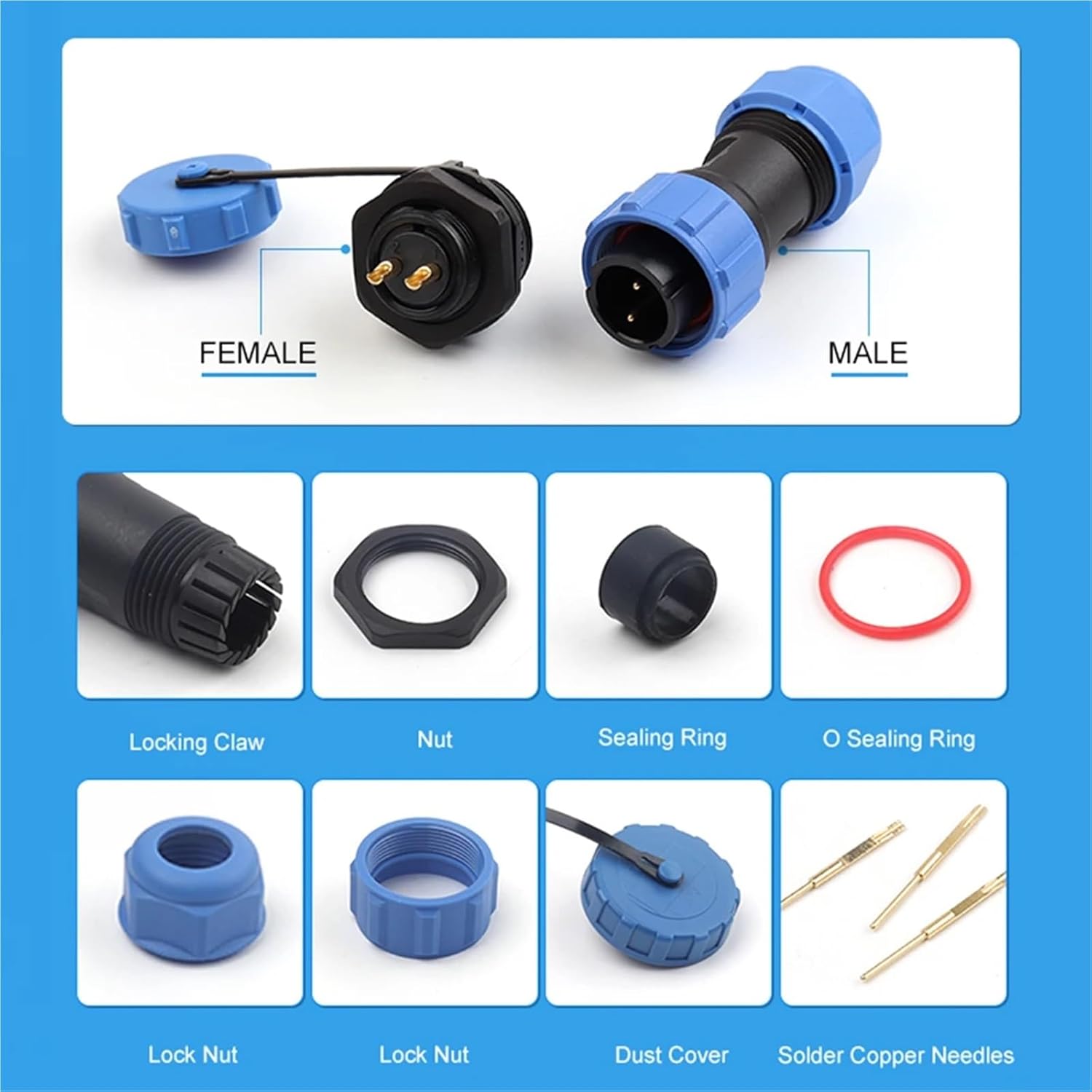SP17 2-10Pin Aviation Socket Connector Male Female Back Nut Type Electrical Cable Connectors 1Pcs(SP17-3L)