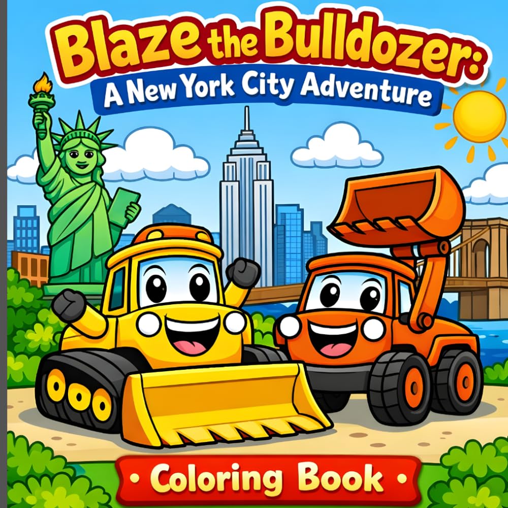 Construction vehicle, Coloring book. Blaze the Bulldozer: A New York City Adventure