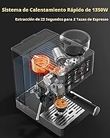 Vista 8 de Máquinas de espresso AIRMSEN con molinillo de muelas, 20 bares, varita espumadora de leche y vaporizador, cafetera de acero inoxidable para casa