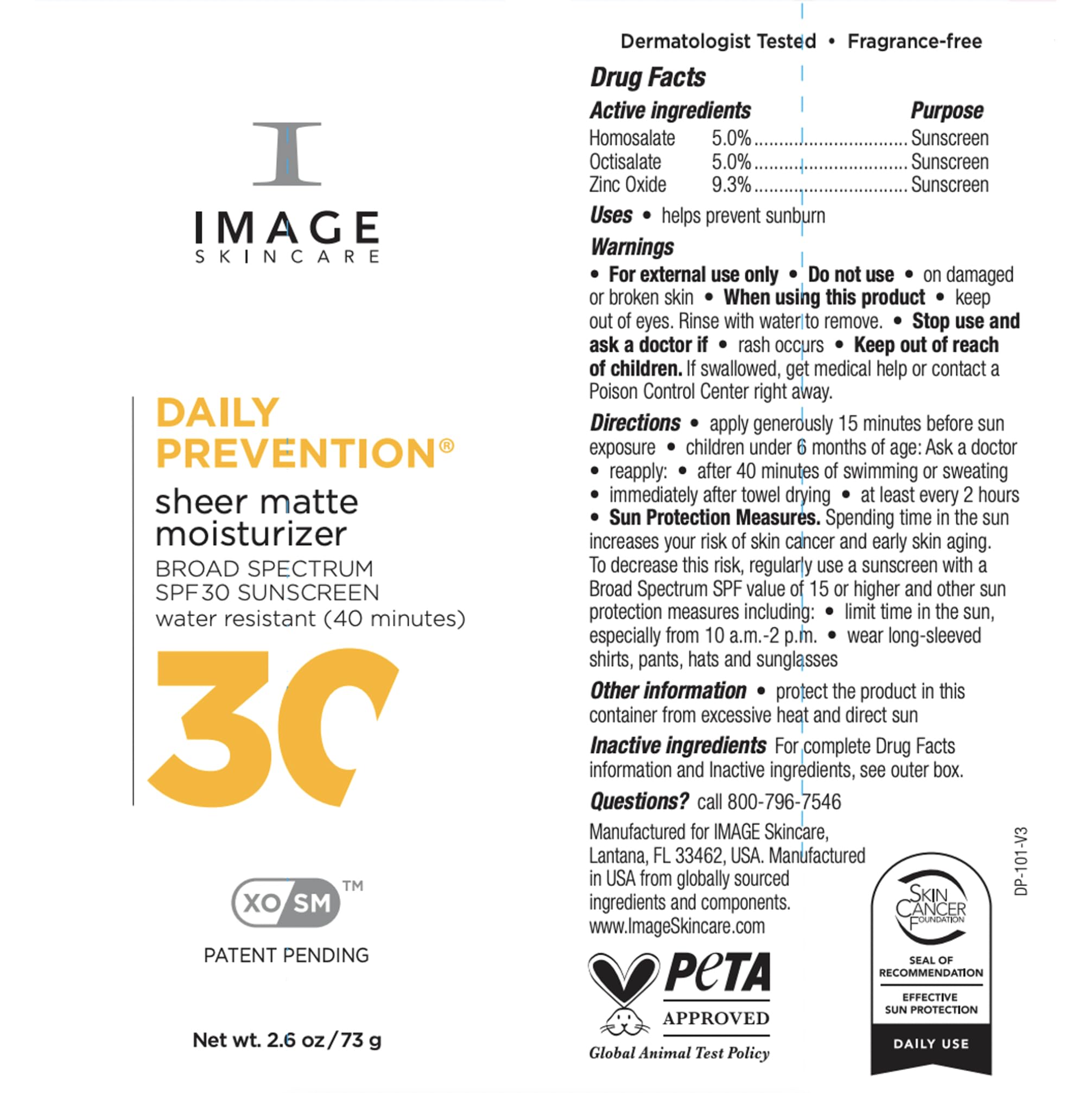 IMAGE Skincare DAILY PREVENTION Sheer Matte Moisturizer, SPF 30 Broad Spectrum Sunscreen for Shine Control
