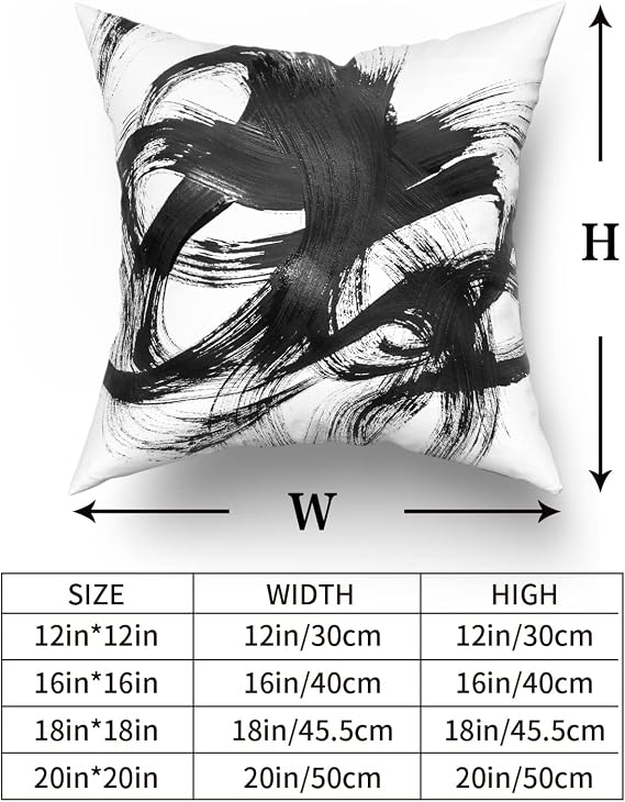 Sweetshow Black White Pillow Covers 20x20 Set of 2 Abstract Line Modern Art Throw Pillows Modern Minimalist Style Decorative Square Cotton Cushion Case for Home Sofa Couch Bed