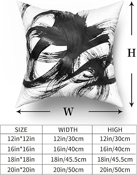 Sweetshow Black White Pillow Covers 20x20 Set of 2 Abstract Line Modern Art Throw Pillows Modern Minimalist Style Decorative Square Cotton Cushion Case for Home Sofa Couch Bed