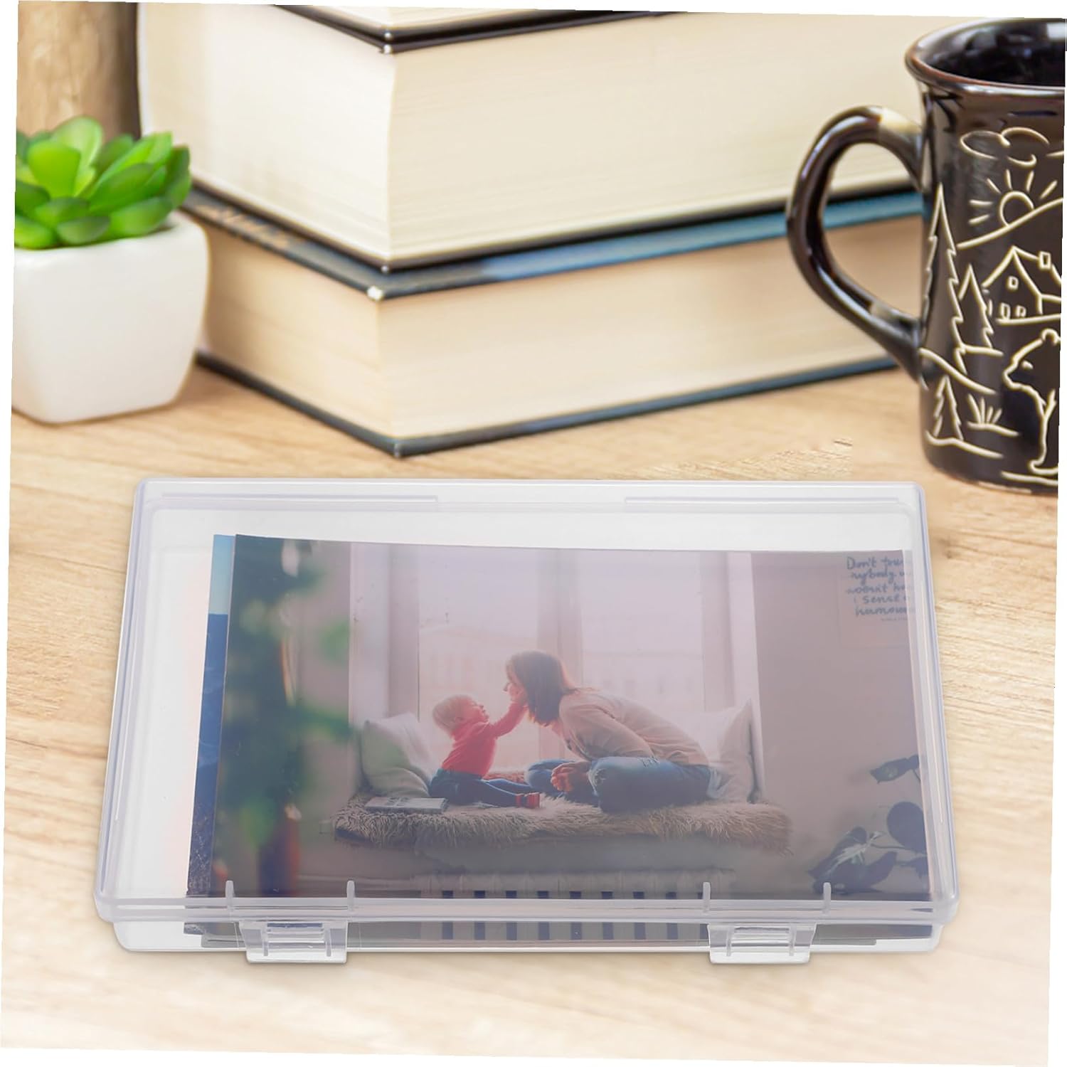 BESPORTBLE Large Photo Storage Box with Handle, Multi-Compartment Photo Case Keeper for Organizing Pictures, Stickers, Cards, and Crafts, Portable Archival Organizer for Home and Travel