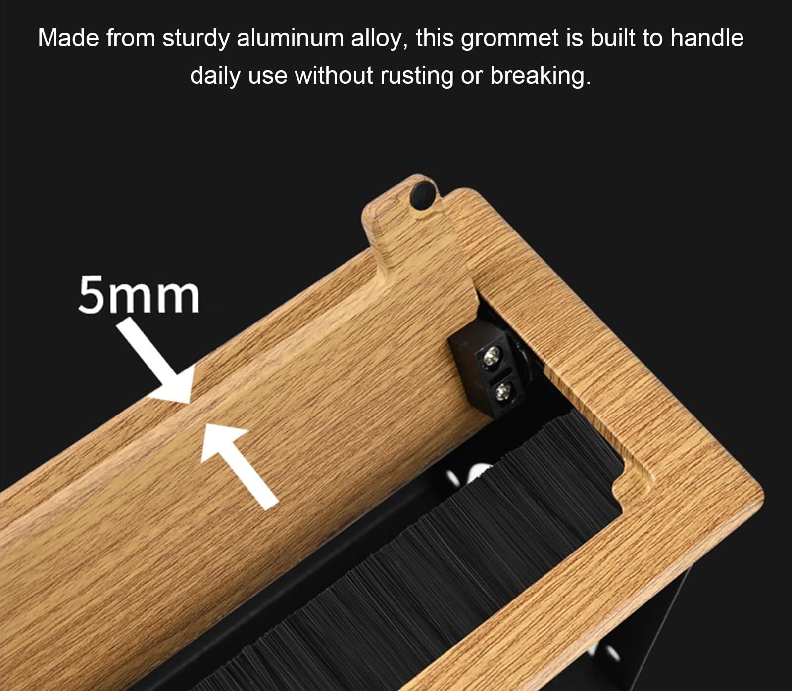 Aluminium-Schreibtischdurchführungen, Kabelmanagement-Organizer(Brown,30x9cm)