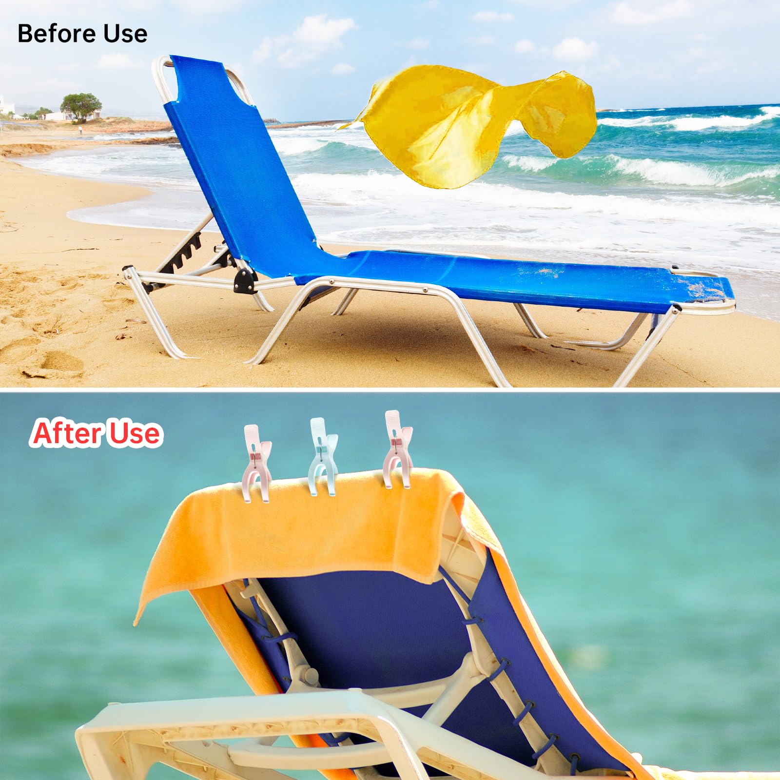 12 Pz Mollette per Telo Mare, Mollette per Bucato Antivento, Mollettoni per Teli Mare, Clip Pinze per Asciugamani da Spiaggia, Mollette Grandi Plastica per Lettini da Sole Teli Mare Piscina