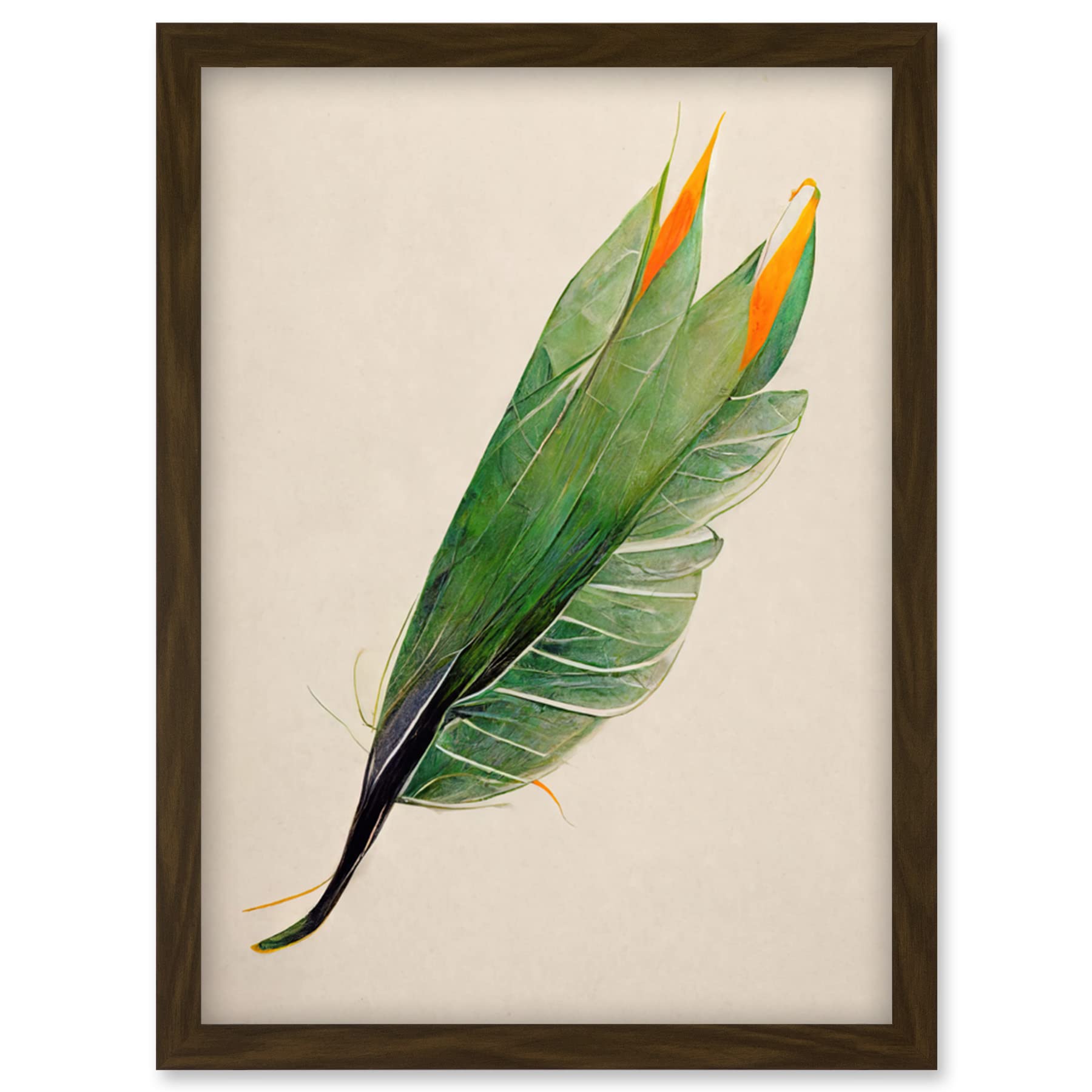 Tropical Bird of Paradise Leaf Botanical Illustration Artwork - Framed Wall Art Print - A4 - Artery8