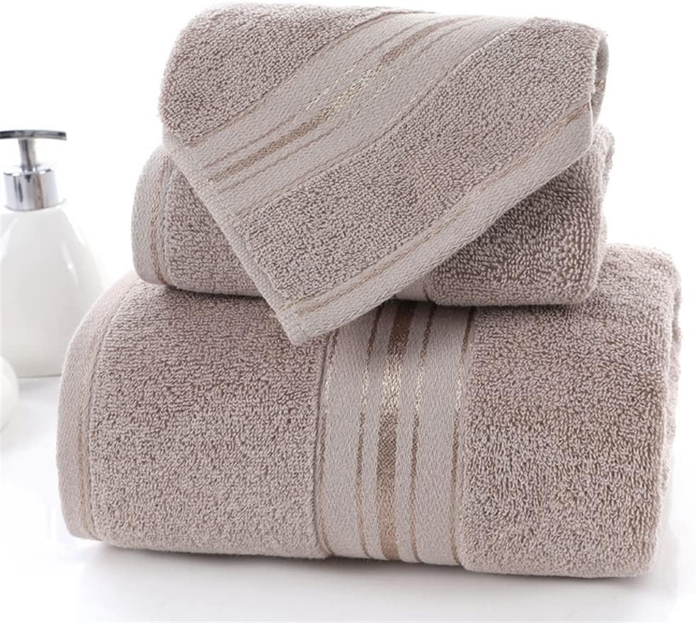 Solid Color Sequin Striped Cotton Set Towel Set Thickened Large Bathroom Towel Household Hand Towel(A)
