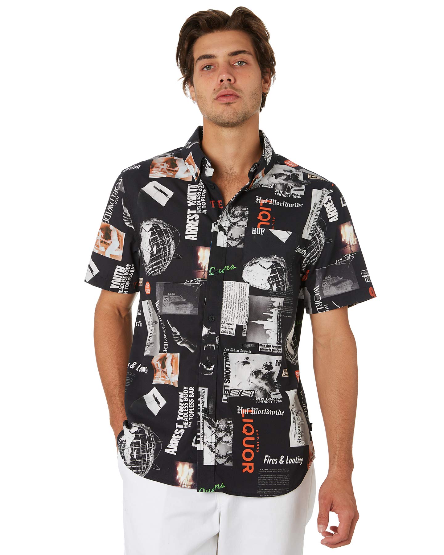 Huf Headlines S S Woven Shirt Black Camicia Pe19 | Desertcart Belize