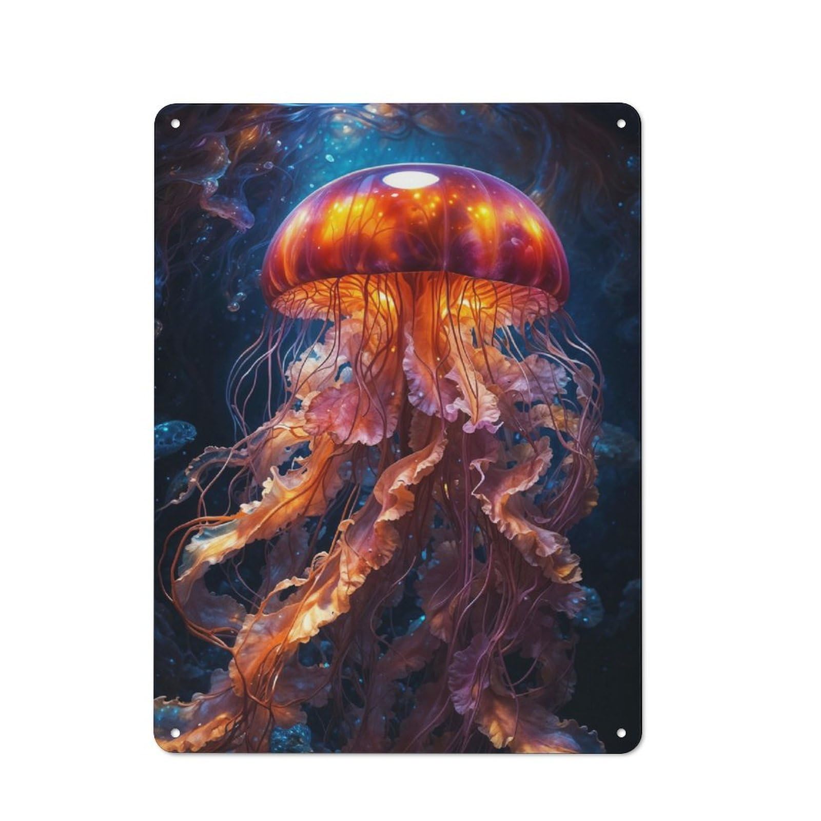 Retro Retro Metal Sign 40x30cm Featuring Jellyfish Bloom, Old Style Wall Plaque for Lounge, Study, Pub Or Wall Gallery