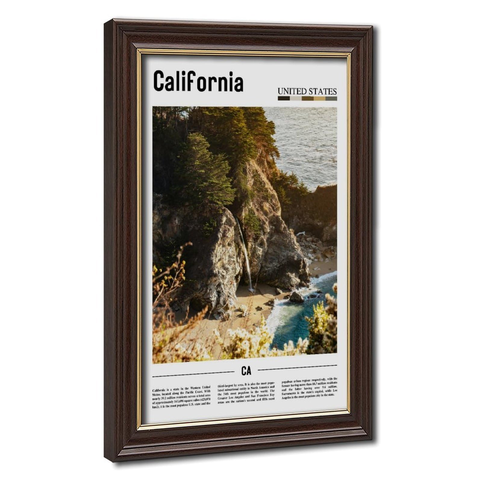 Wcyb Mokume Gane Frame California Usa Scenery Travel Posters Prints Canvas Deco Paintings Wall Art Hangable Frame 24" L X 36" W