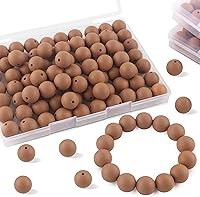 Vista 20 de Sunrony 70 cuentas de silicona para hacer collares, cuentas redondas de silicona a granel de 0.591 in para bolígrafos (negro)