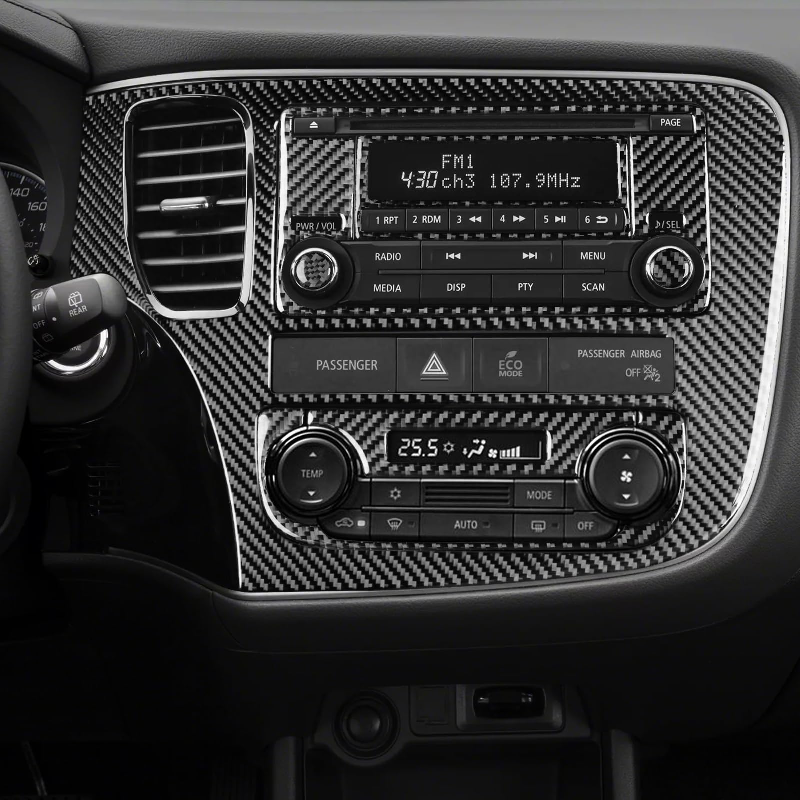 Car Interior Decoration Accessories Center Panel Set Carbon Fiber Trim Sticker Compatible with Mitsubishi Outlander 2014 2015 2016