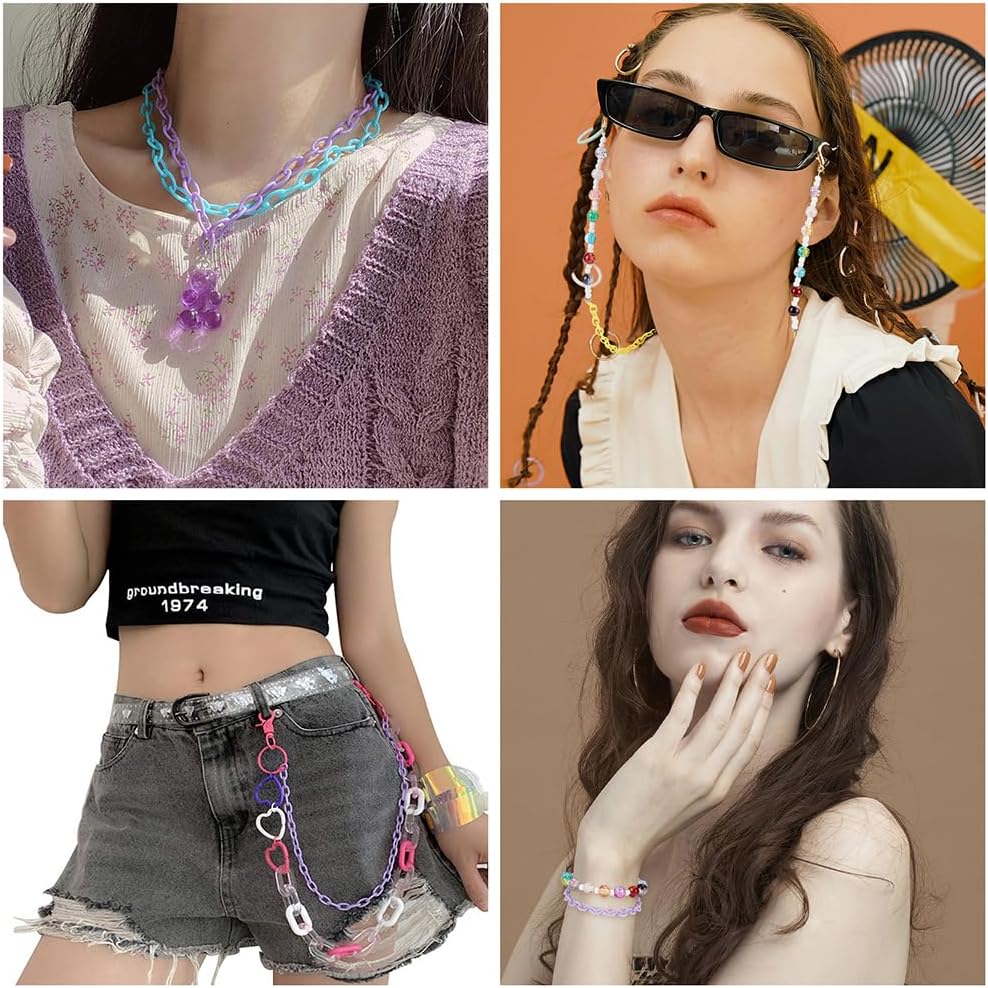 SUNNYCLUE Colorful Jewelry Chain Plastic Chains Links ABS Acrylic Cable Curb Chain Bird Toys Chains for Jewelry Making Chain - Image 6