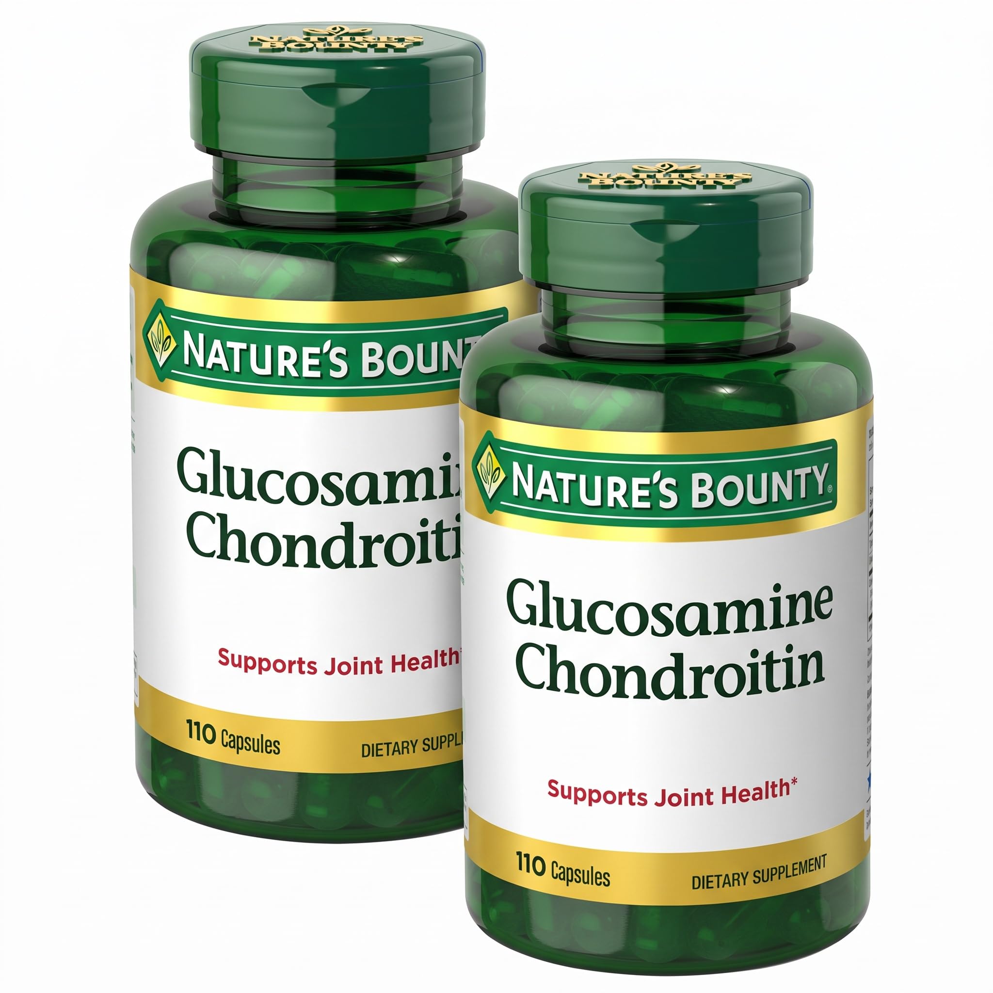 Nature's Bounty Glucosamine Chondroitin Pills and Dietary Supplement, Support Joint Health, 110 Capsules (Pack of 2) Unflavored 110 Count (Pack of 2)