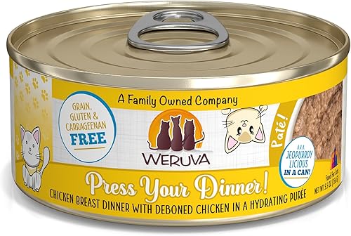 Weruva Paté clásico para gatos, presiona tu cena con pollo, lata de 5.5 onzas (paquete de 8)