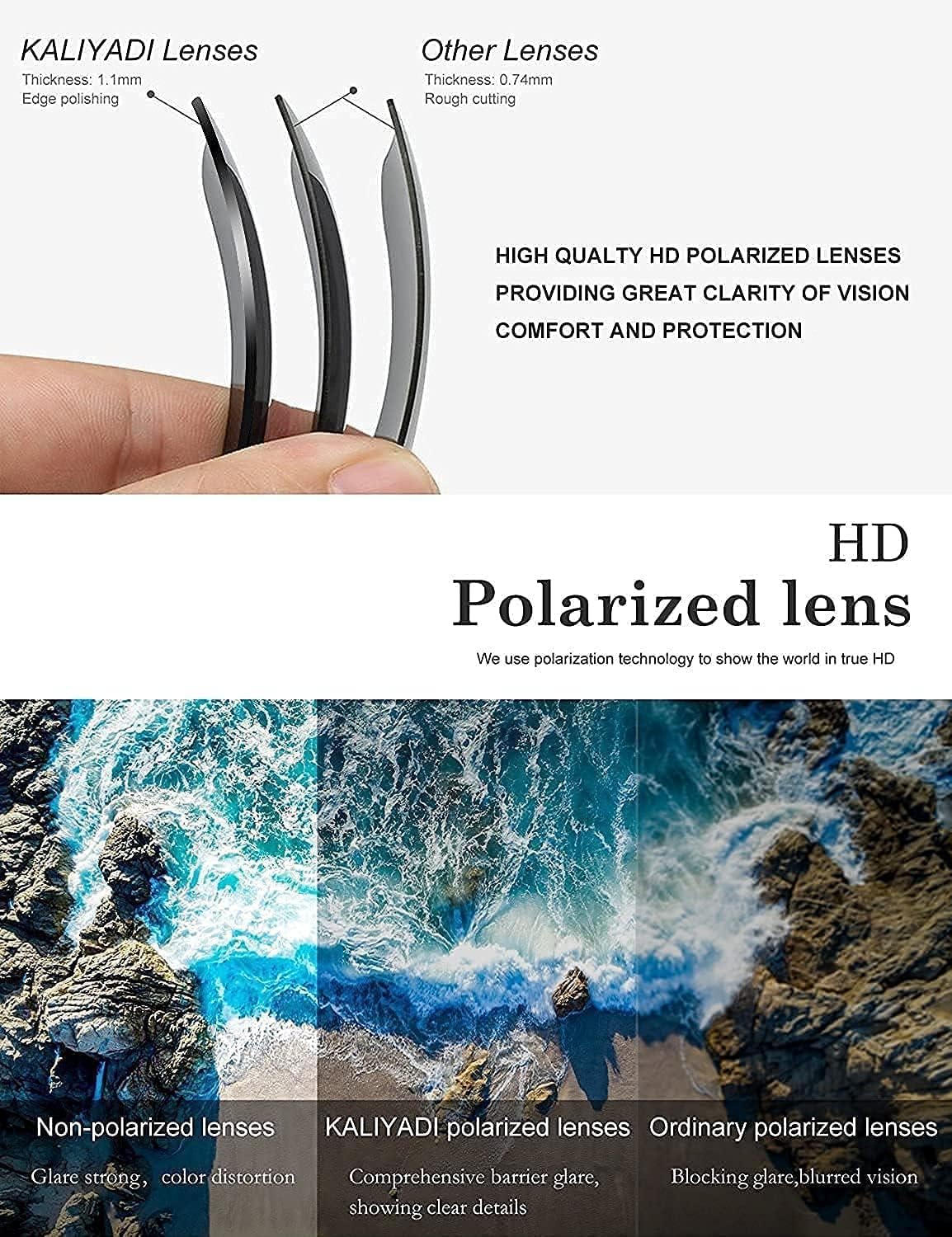 KALIYADI Sunglasses womens Men Semi-Rimless Frame Driving Sun glasses 100% UV Blocking