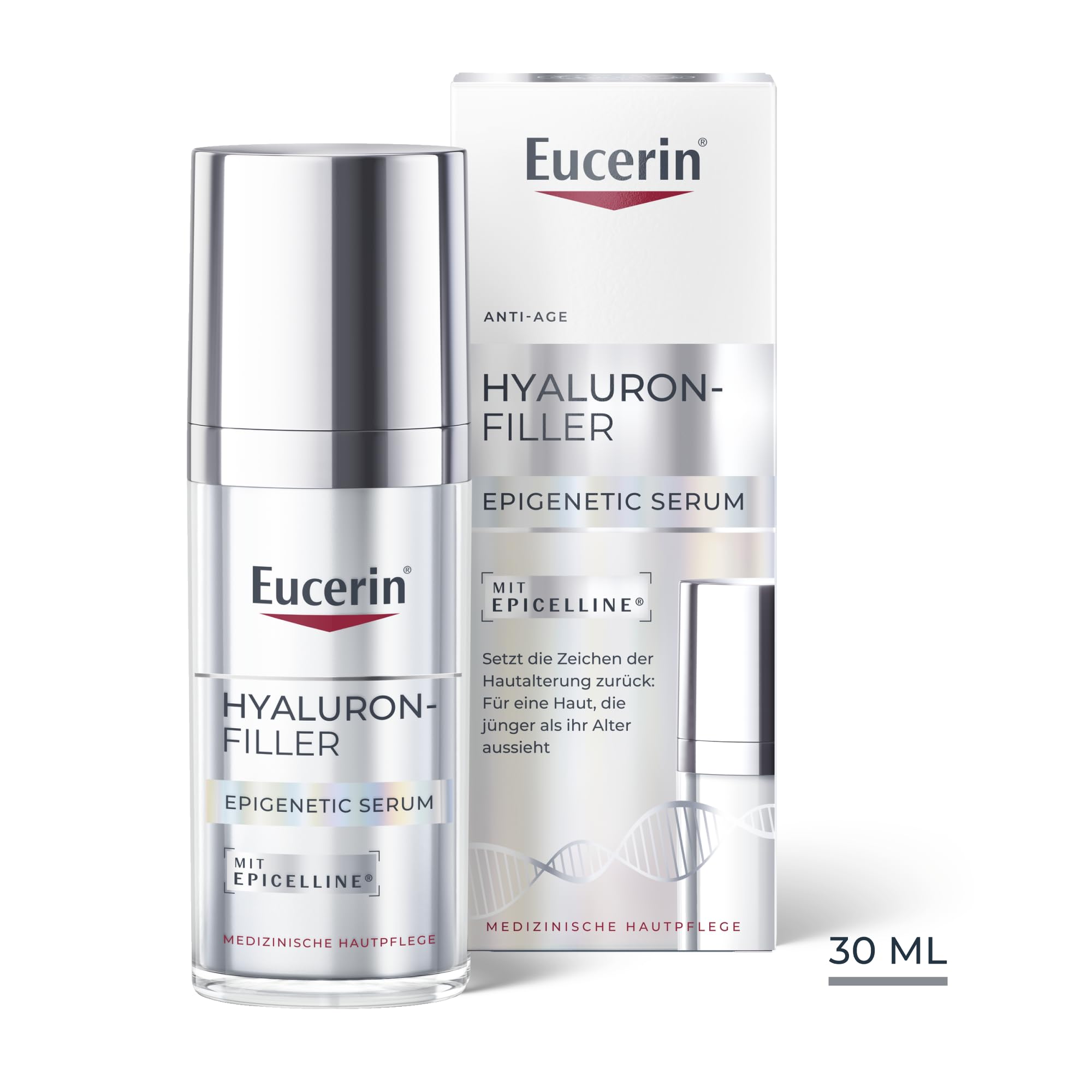 Eucerin Hyaluron-Filler Epigenetic Serum 30 ml, innovatives Gesichtsserum zur Korrektur sichtbarer Zeichen der Hautalterung, Anti-Falten Pflege mit Hyaluronsäure und Epicelline