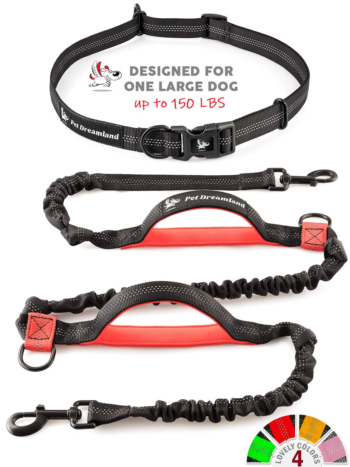 Correa para perro Manos libres para correr, excursionismo, caminar, entrenamiento canino Correa de la Cintura | Tamaño: Perros pequeños/Grandes