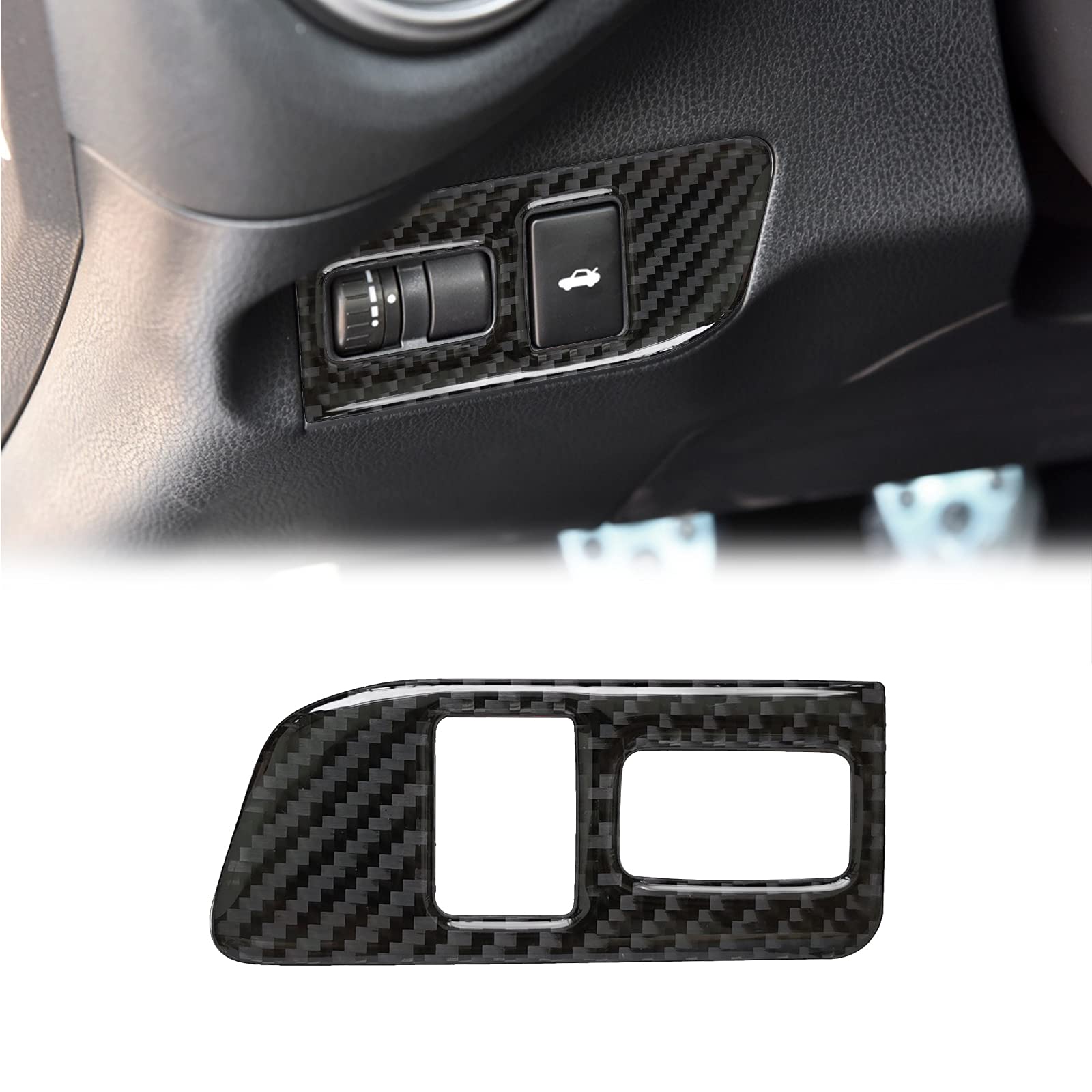 SUNJIKA - 1 unidad de fibra de carbono compatible con el panel de control del portón trasero del maletero del coche, pegatina embellecedora interior para Subaru BRZ Scion FR S Toyota 86, accesorios 2016, 2017, 2018, 2019 y 2020, color negro