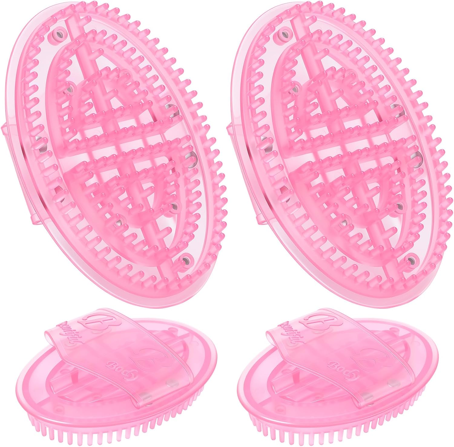 4 Pcs Meridian Massage Brush for Belly Pink Silicone Magnetic Meridian Brush Handheld Meridian Brush for Body Care Massage Brush for Belly Waist Back Arms and Legs (4, Pink)