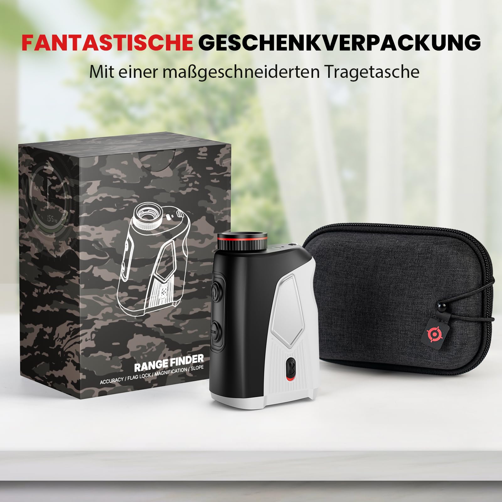 Golf Entfernungsmesser mit Slope EIN/aus, 1500 Yards, 7X Vergrößerung, Entfernungsmesser für Golf/Jagd, Flaggen-Lock mit Vibration, tragbarer Golf-Entfernungsmesser, 1 Pcs