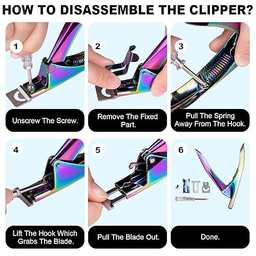 Miniatura 4 de Chameleon Cortaúñas Ajustables Premium para Uñas Acrílicas, Cortador Recortador de Acero Inoxidable para Puntas Artificiales Falsas de Manicura,