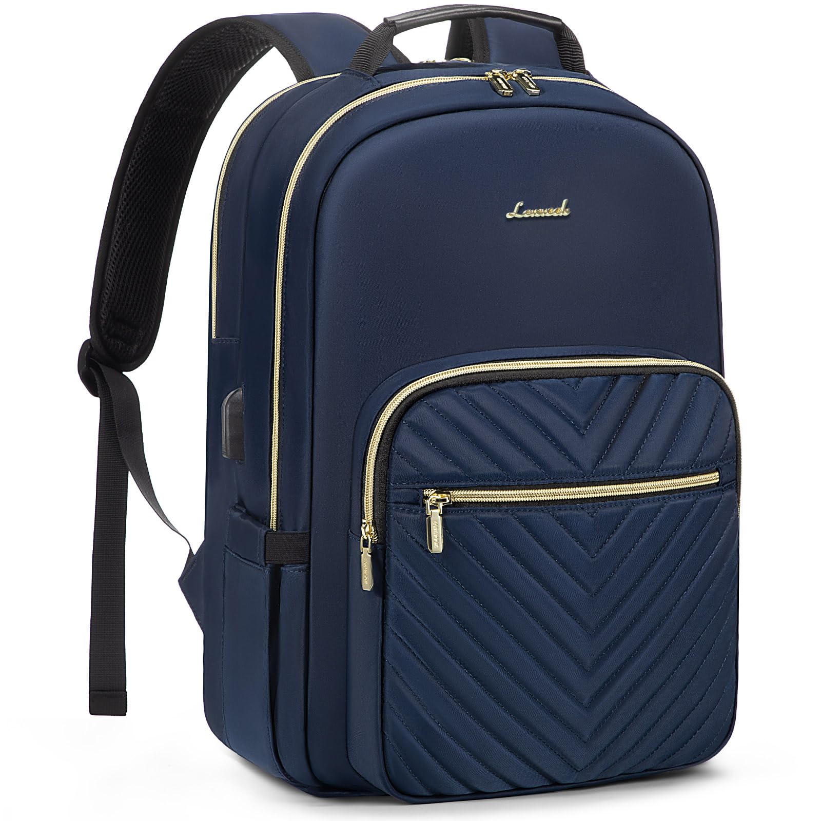 LOVEVOOK Zaino Donna Porta PC 17,3 Pollici, Impermeabile Zaino per Laptop con Caricatore USB, grande Zaino Computer per Università Viaggi Lavoro Scuola Ufficio Blu