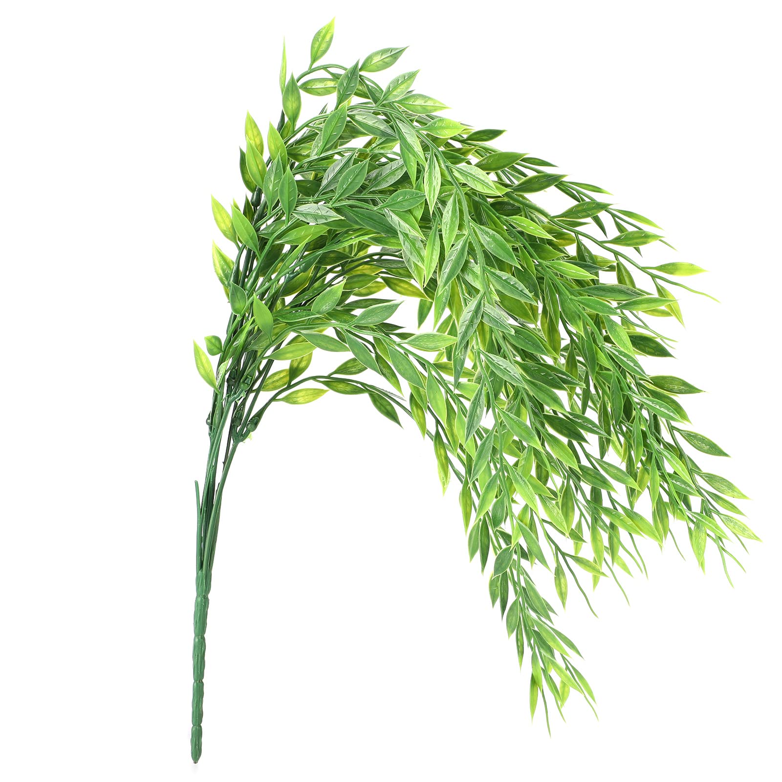 ZHDOKA 21.7in Artificial Weeping Willows Branch, Fake Greenery Plastic Plants Stem Faux Green Leaves Bush for Home Garden Planter Filler Wedding Party Indoor Outdoor Decor (Green)