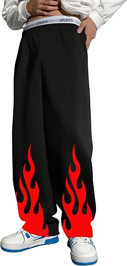 LOCAVESTIR Boys Cotton Baggy Sweatpants with Print | Stylish Loose Fit Track Pants for Kids &amp; Teens