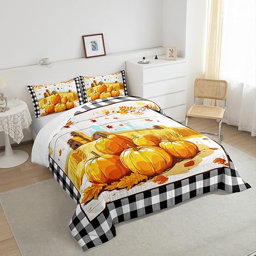Miniatura 6 de ZZRS3669ZMD-BZ_USt) - Juego de edredón rústico de granja, puerta de granero de calabaza, plantas de otoño, decoración de habitación de niños y