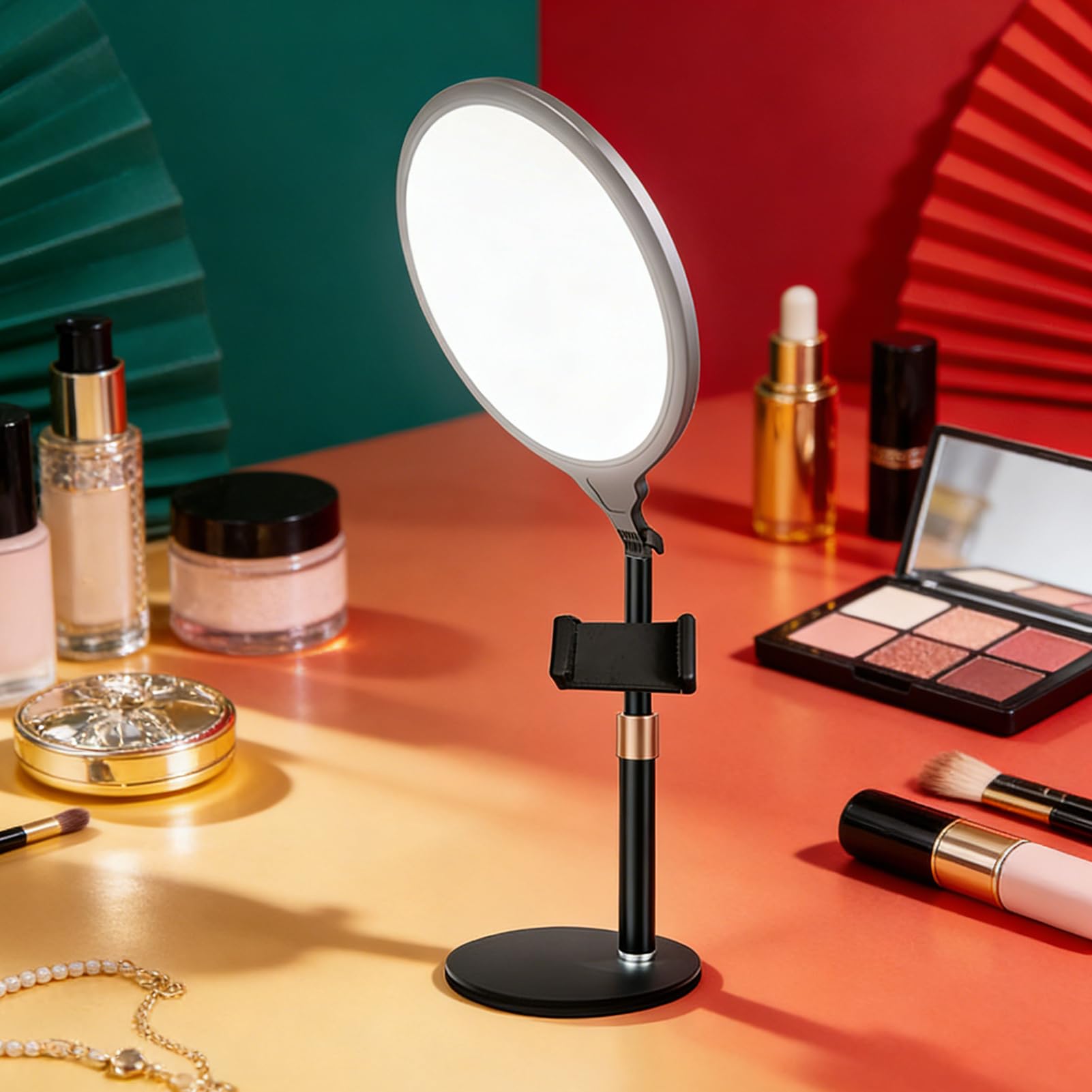 Luce Per Selfie Regolabile a Schermo Intero con Supporto Telefono | Luce da Tavolo per Riprese Video Per Riunioni Live Streaming Video Conferenza Podcast Vlog Trucco Home Office