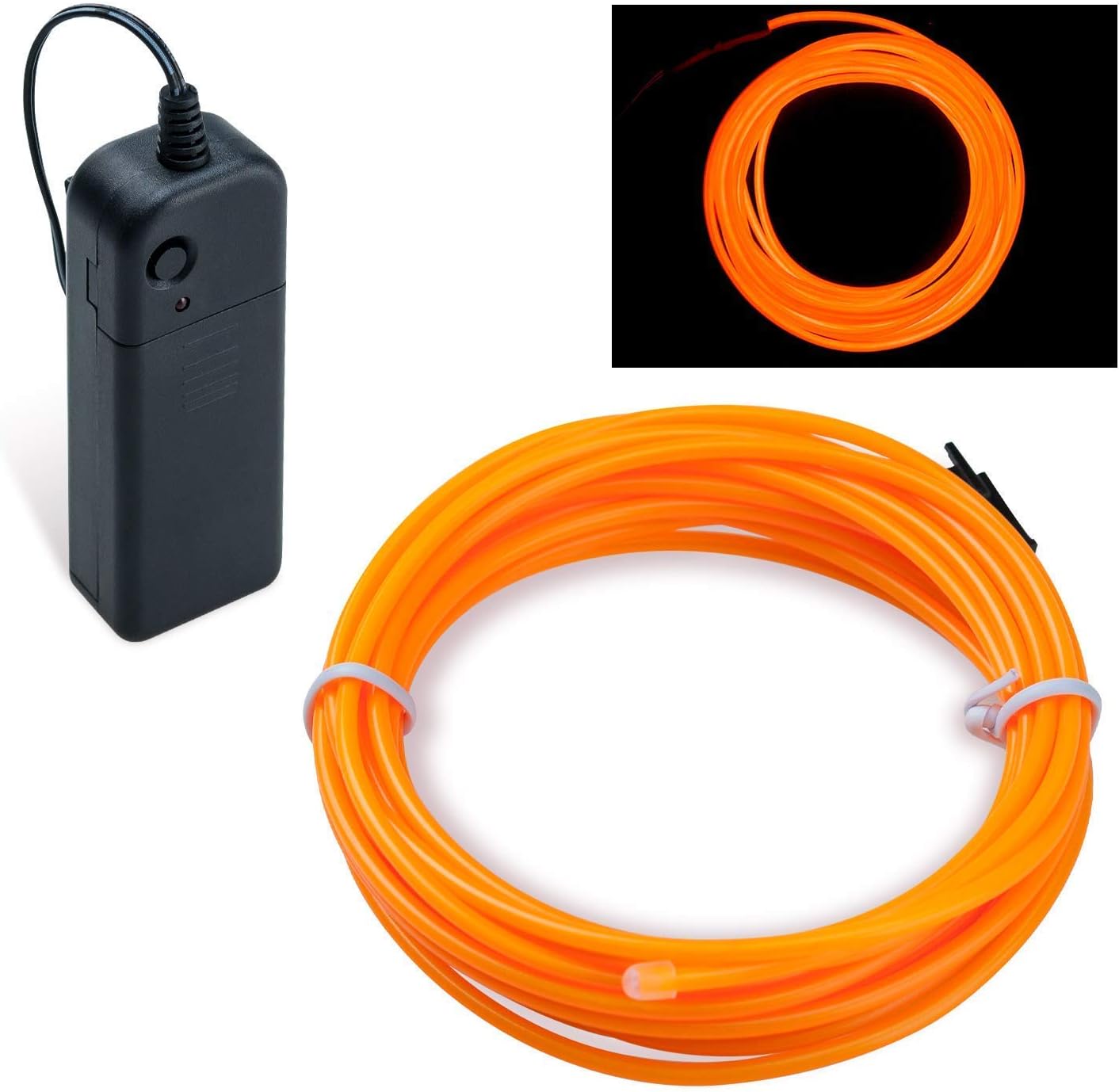COVVY Neon Glowing Strobing Electroluminescent Light Super Bright Battery Operated EL Wire Cable for Cosplay Dress Festival Halloween Christmas Party Carnival Decoration (Yellow, 5M)