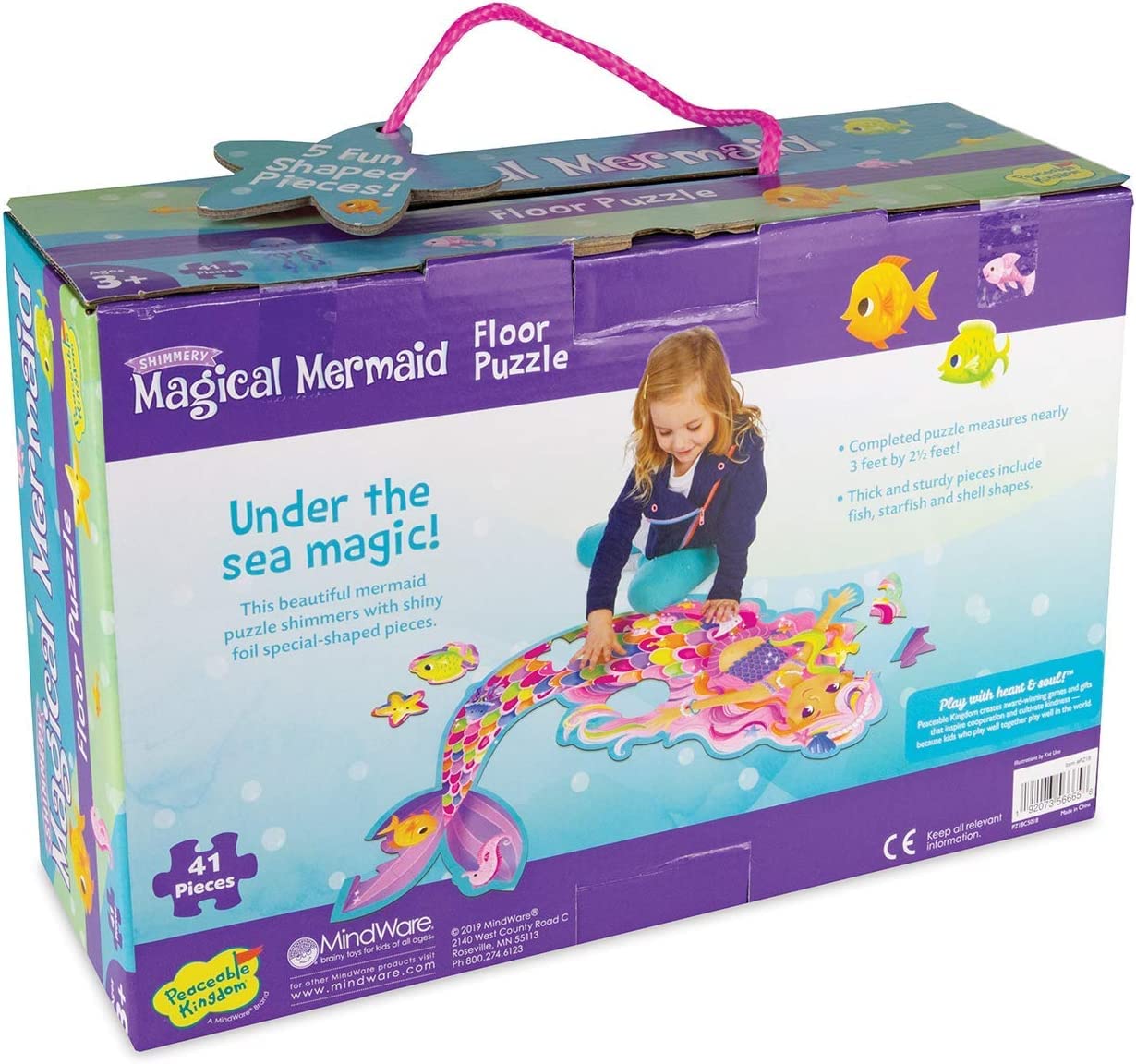 Peaceable Kingdom Shimmery Magical Mermaid Floor Puzzle - Image 4