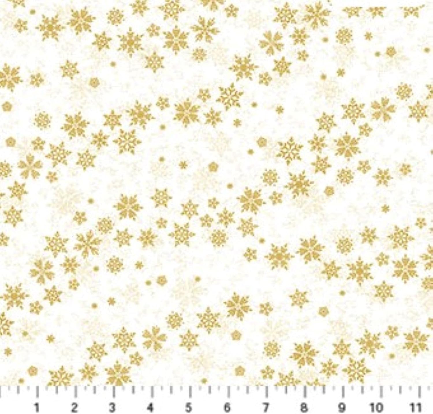 Northcott Shimmer Frost 24197M 10 Gold Snowflake Wave BTY