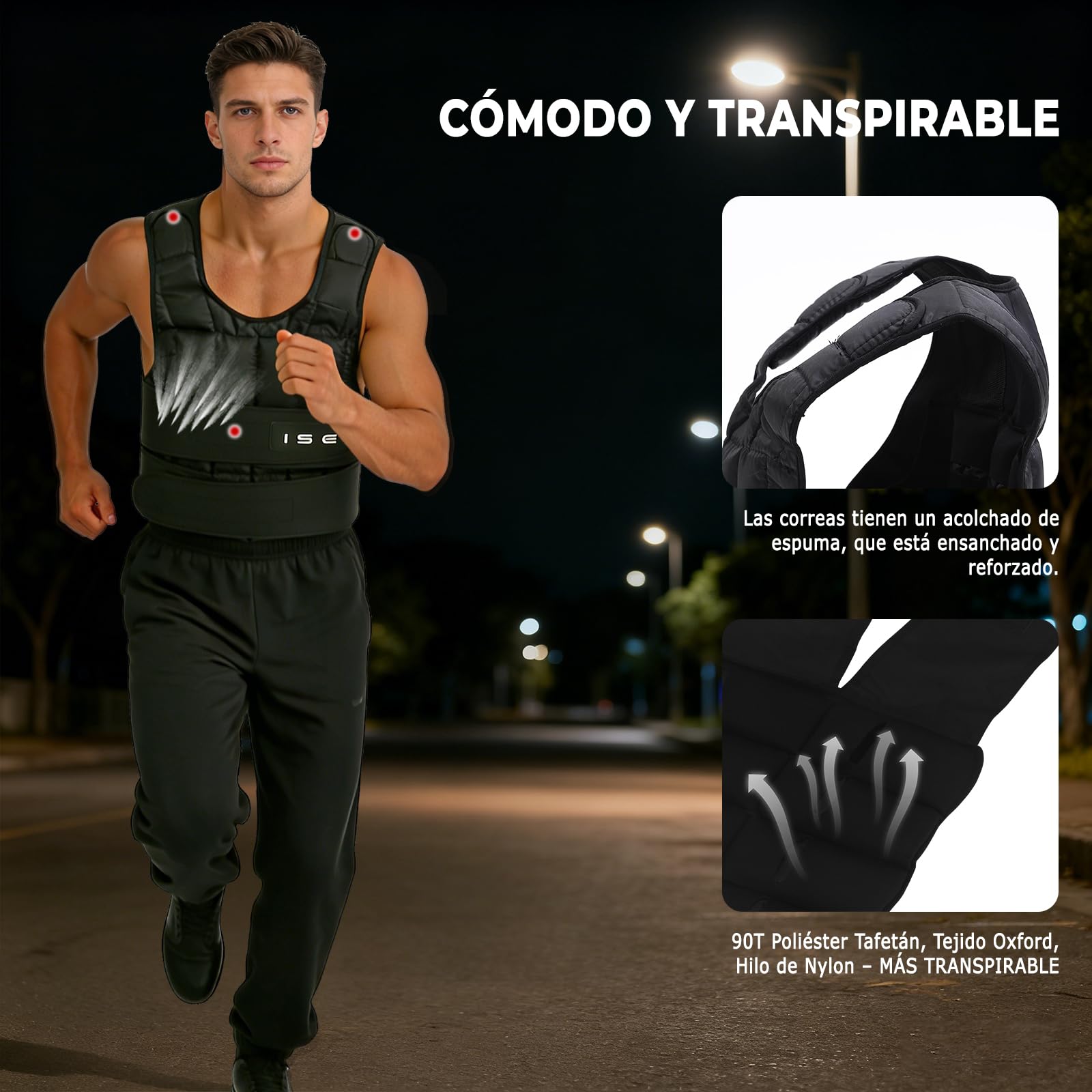ISE SY3002 - Chaleco con peso ajustable de 5 kg, 10 kg, 15 kg, 20 kg, 25 kg, 30 kg, para entrenamiento de musculación