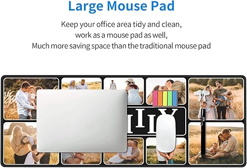 Miniatura 8 de Alfombrilla de mouse personalizada con collage de 10 fotos de 31.5 x 12 pulgadas, alfombrilla de mouse personalizada con diseño familiar,