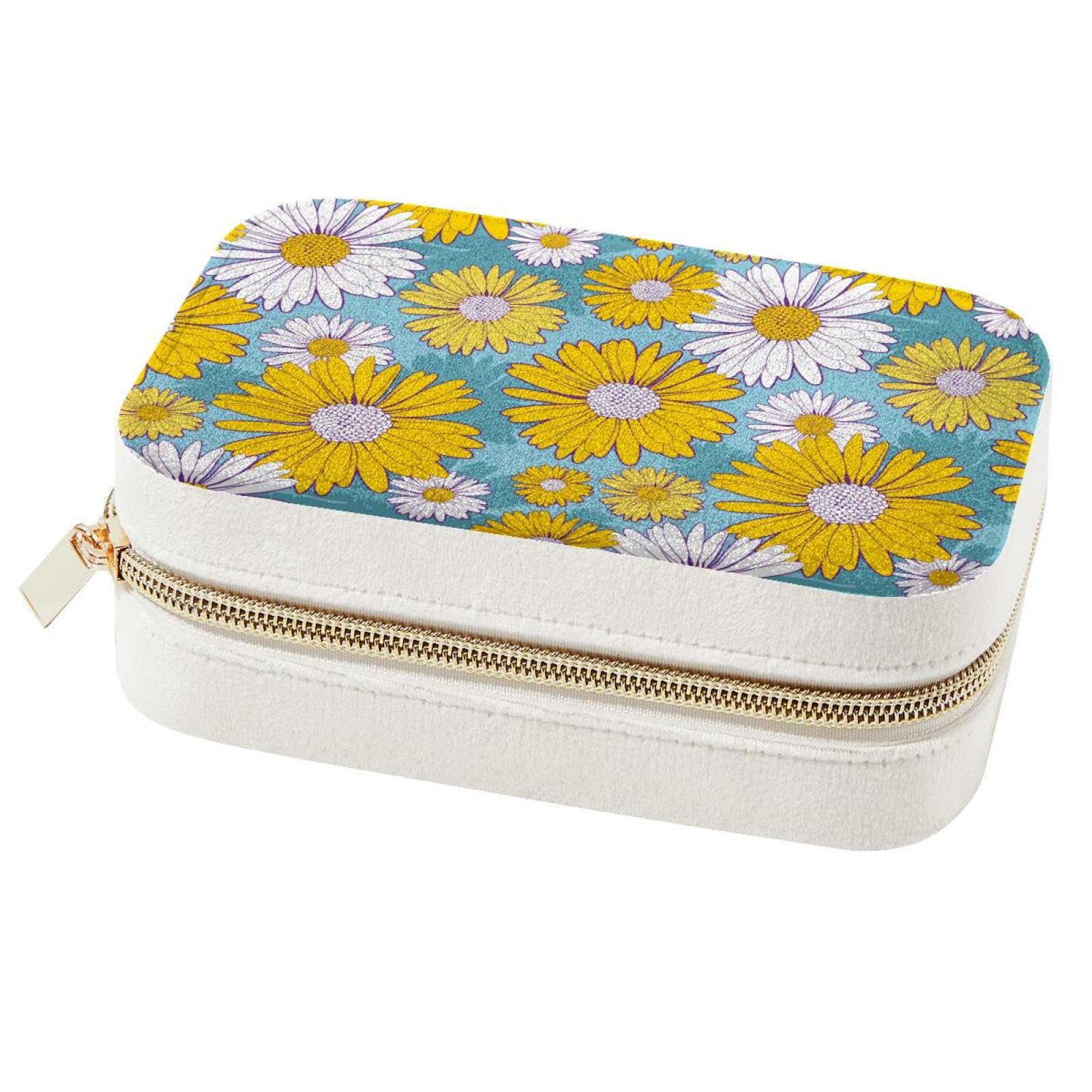 Women's Multi Daisy Jewelry Box Portable Travel Jewelrys Organizer Case Earrings Rings Necklaces Display Storage Holder Boxes For Girls Bridesmaid Gifts