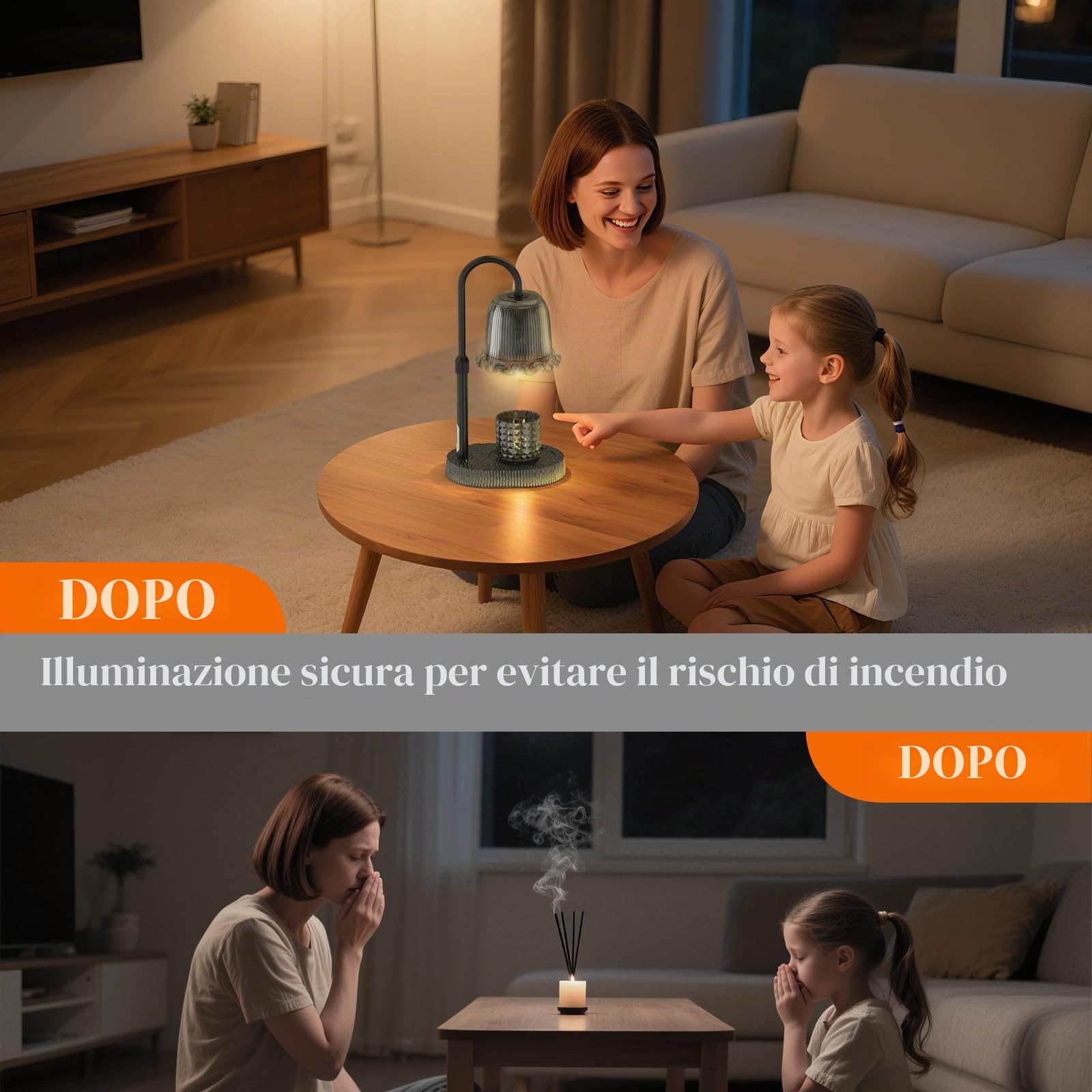 Lampada scaldacandele timer e luminosità regolabile su 4 livelli - Altezza regolabile, per la camera da letto della nuova casa, regali per donne (Nero1)