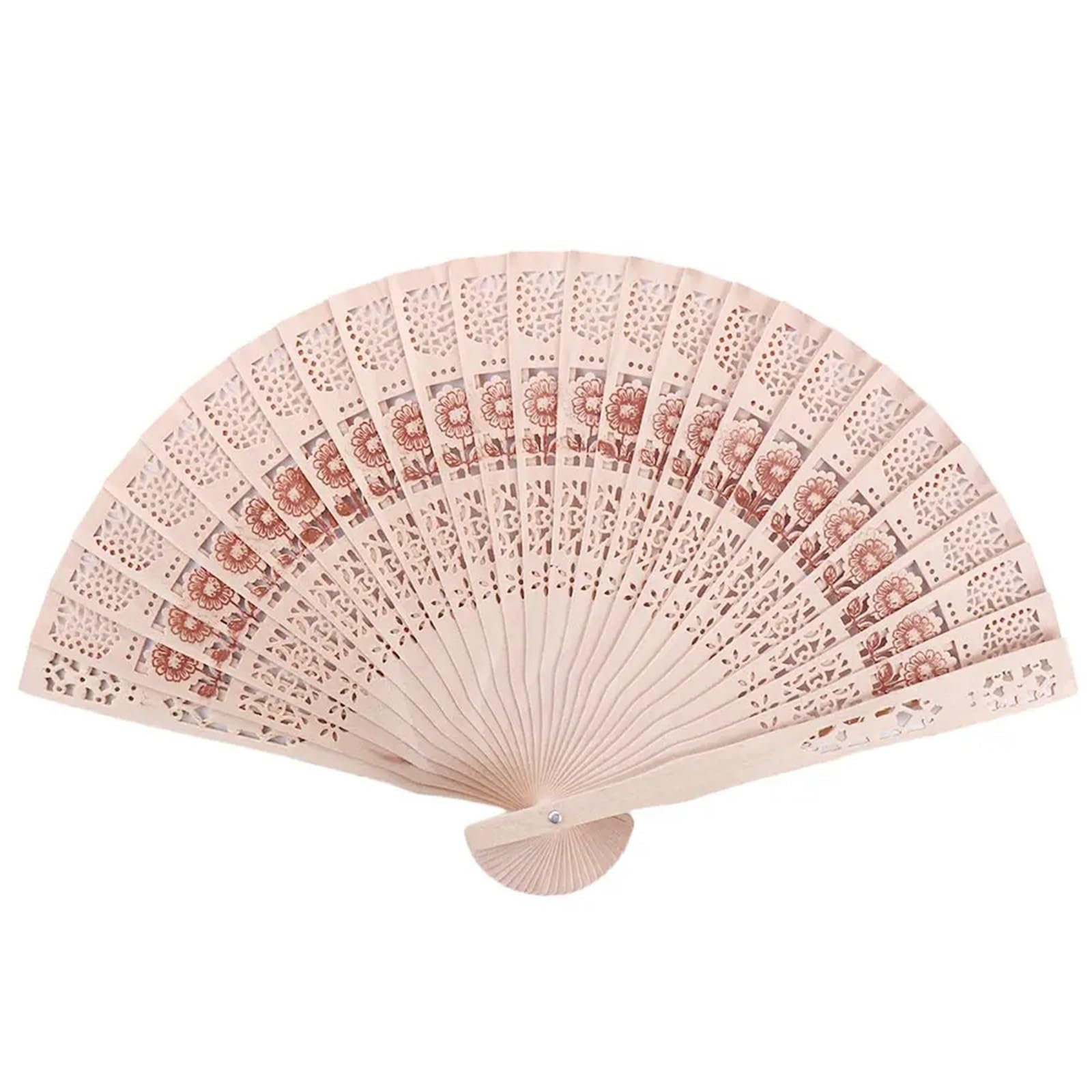 Gwyzax Wooden Folding Fan 10Pcs Wooden Folding Hand Fans Hollow Carved Photo Prop for Wedding Party Favors